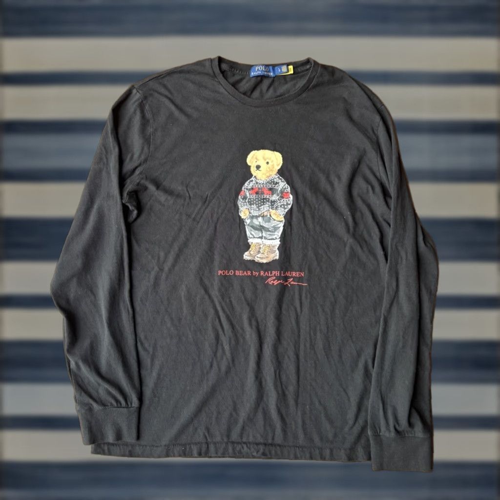 Polo Ralph Lauren Polo Ralph Lauren Polo Bear Long Sleeve Shirt Holiday Sweater Men Large Black Size US L / EU 52-54 / 3 - 1 Thumbnail