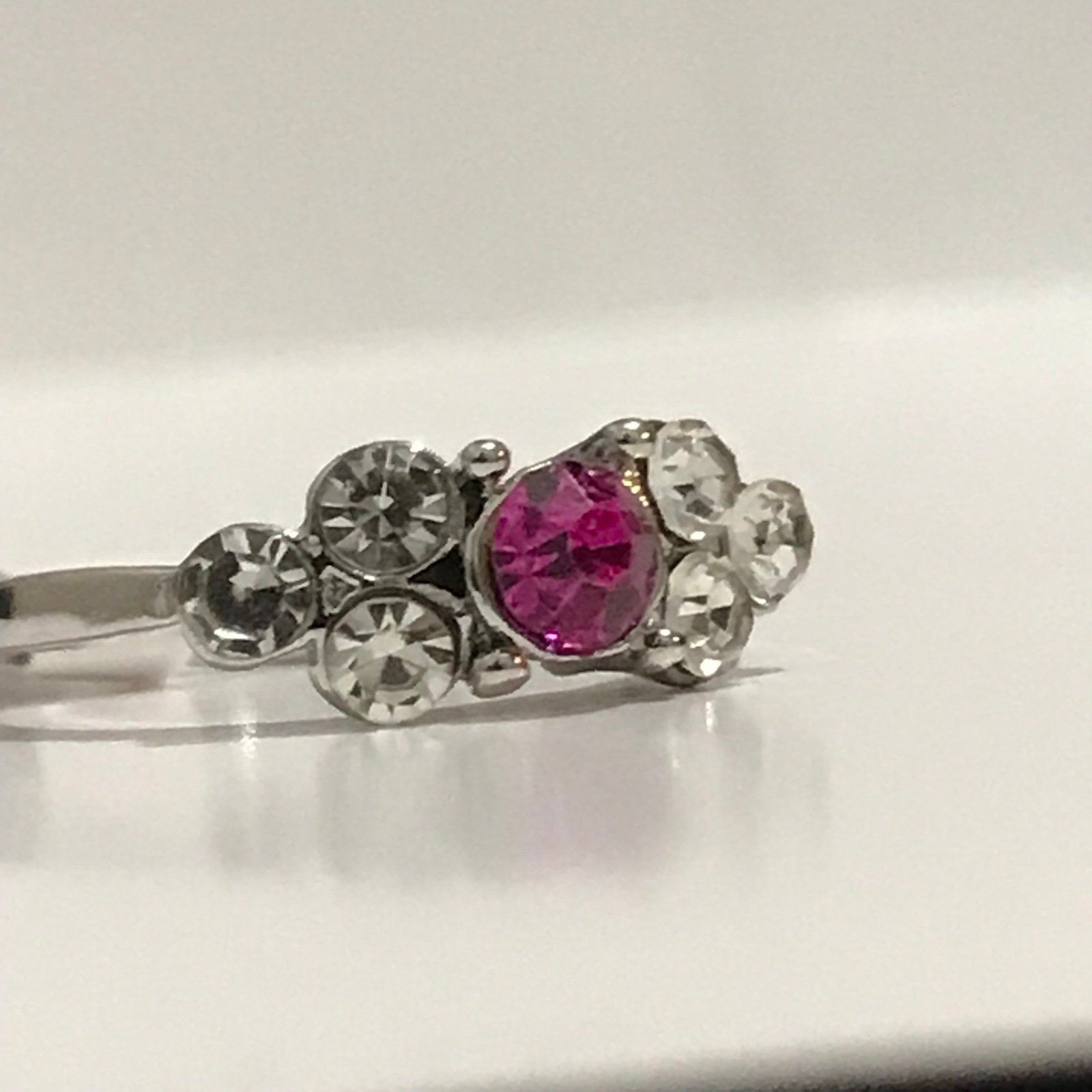 The Unbranded Brand Cute Purple Rhinestones Ring With Silver Tone Size 9 Size ONE SIZE - 3 Thumbnail