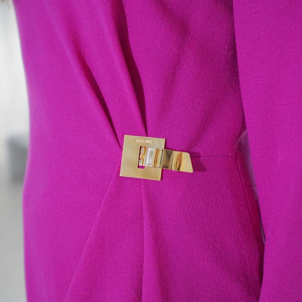 Celine Celine 3/4 Sleeve Pink LS Shift Dress w Gold Metal Buckle Size M / US 6-8 / IT 42-44 - 5 Thumbnail