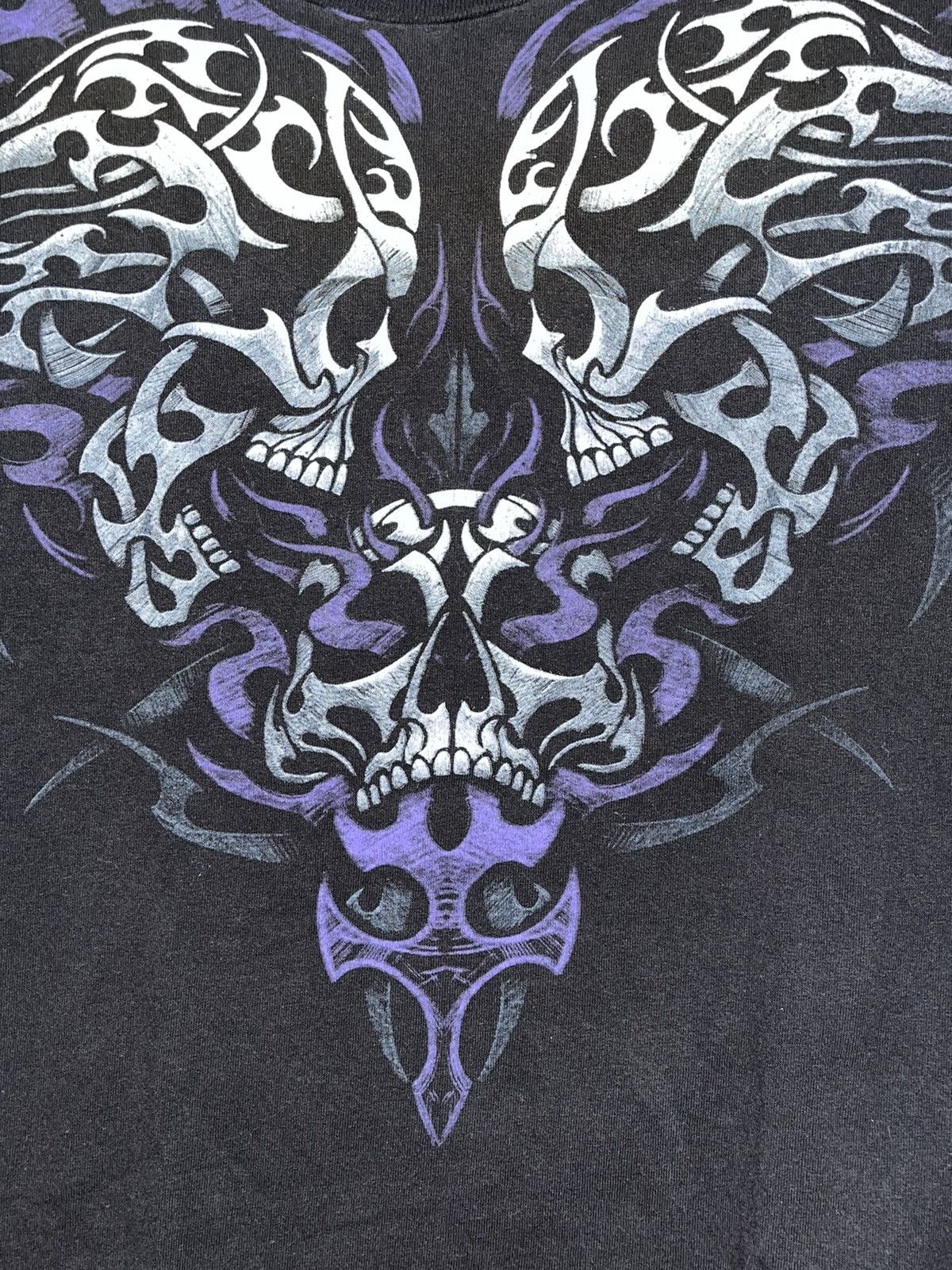 If Six Was Nine × Vintage Crazy Baggy Y2K Tribal Skull Flames Distressed Faded ERD Tee Size US L / EU 52-54 / 3 - 2 Thumbnail