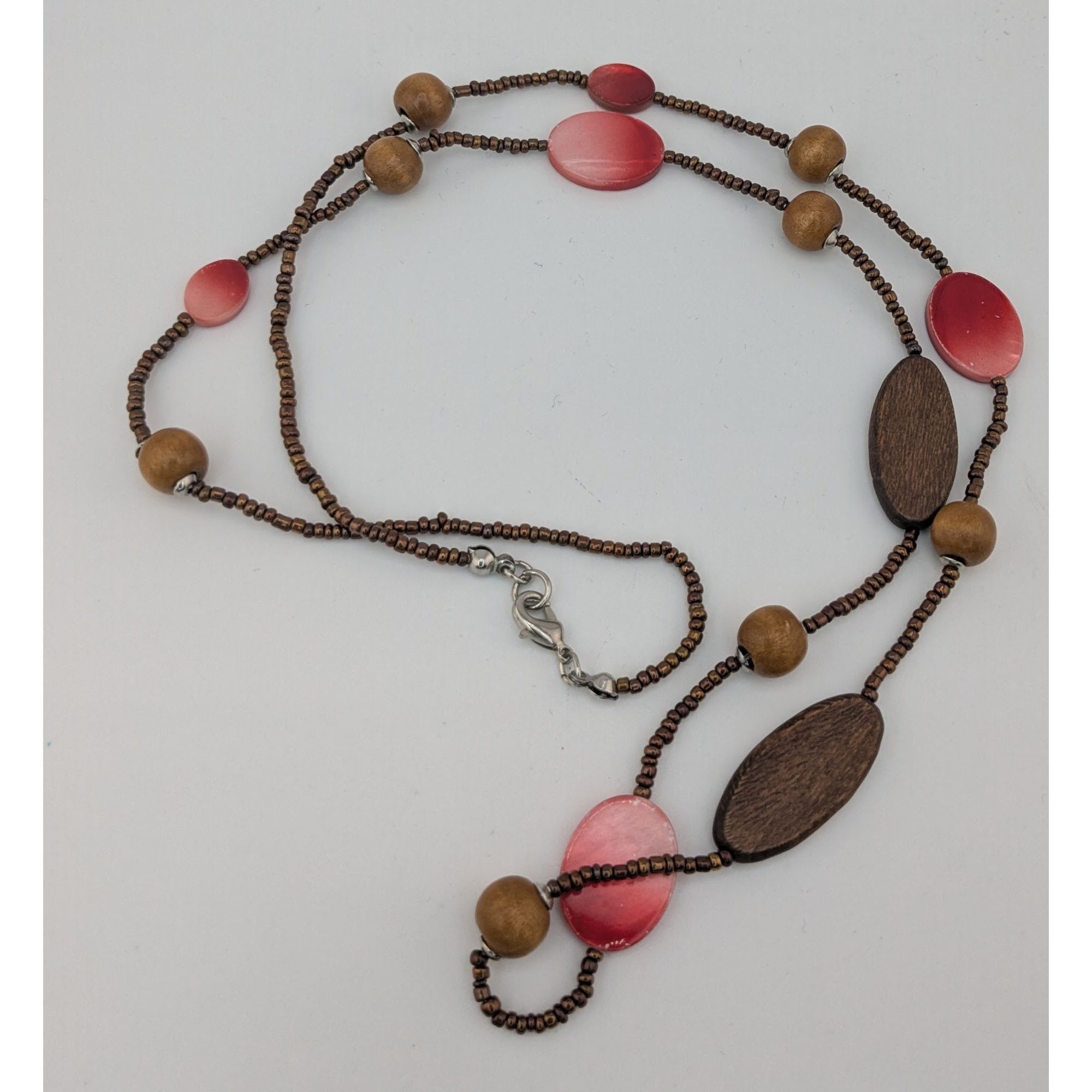 Other Bohemian Brown And Red Glass Beaded Necklace With Wood & She Size ONE SIZE - 6 Thumbnail