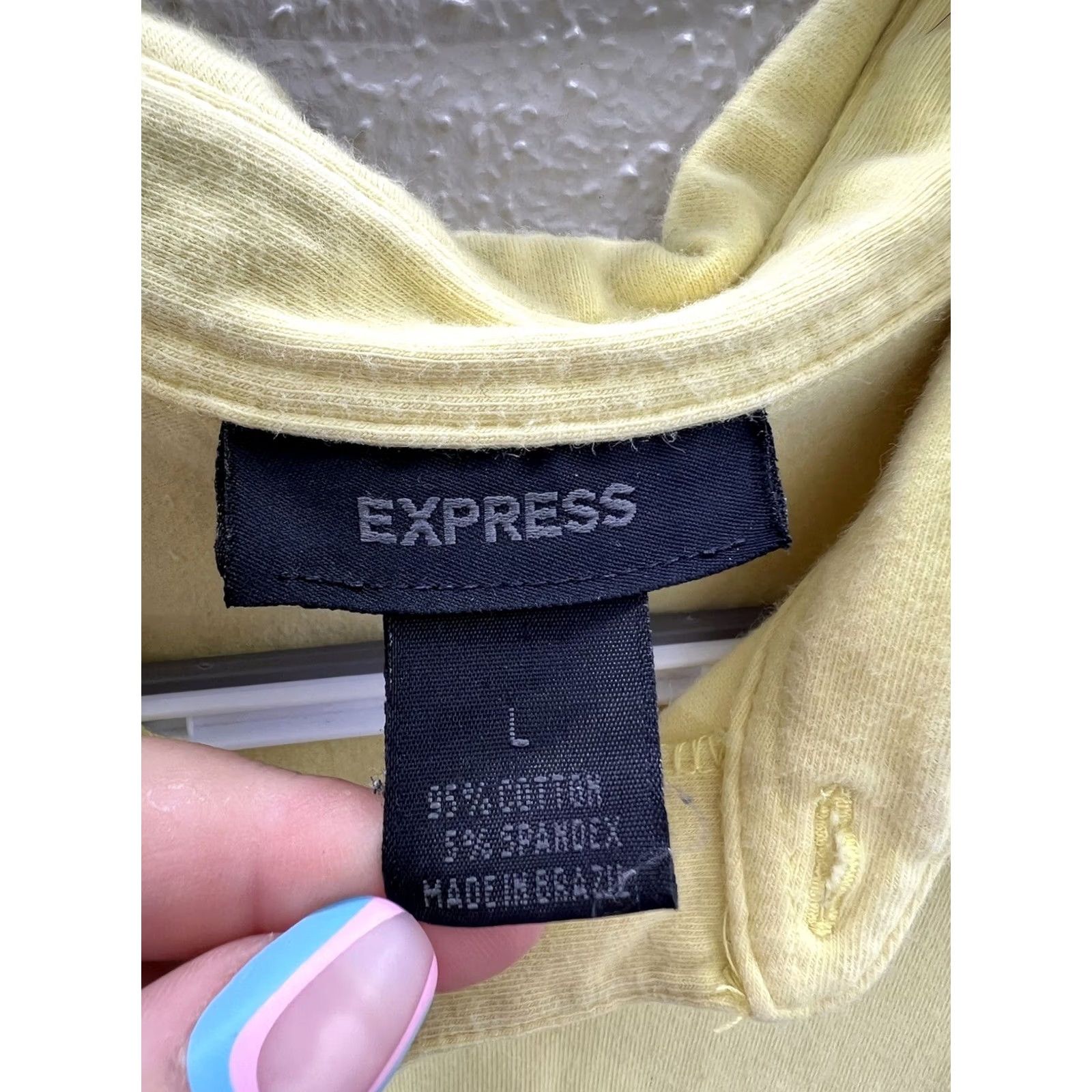 Express VINTAGE? No. Mens Express Shirt Size Large Solid Yellow Short Sleeve Polo Size US L / EU 52-54 / 3 - 3 Thumbnail