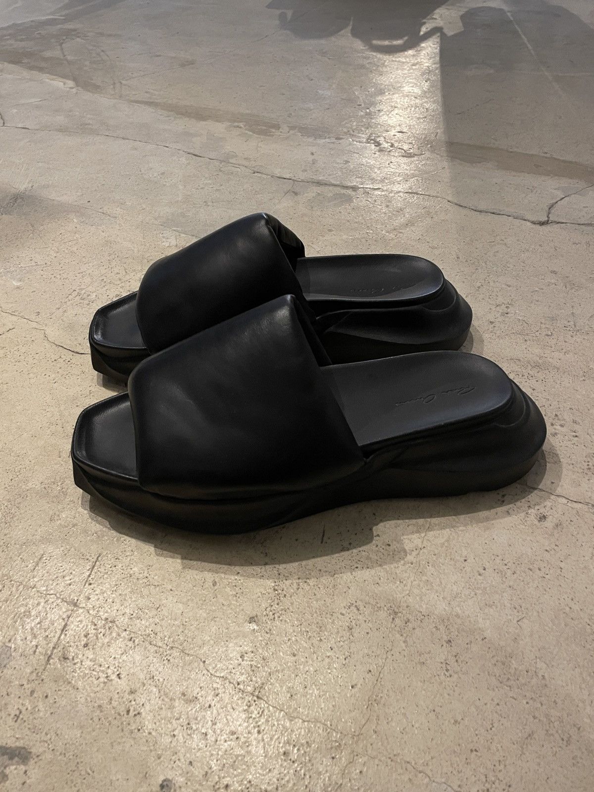 image of Geth Puffer Slider Rick Owens in Black, Men's (Size 11)