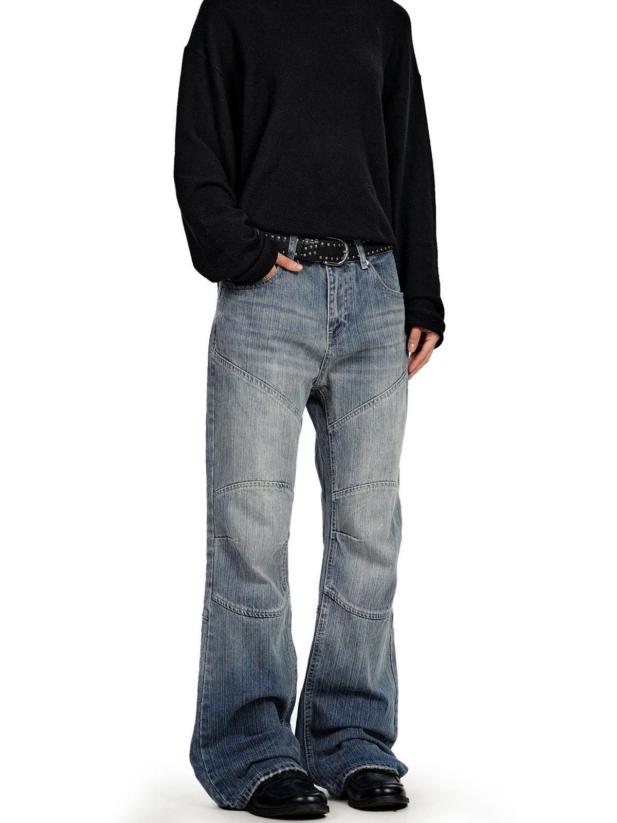 Jean Bamboo-Texture Patchwork Deconstructed Wide-Leg Denim Size US 32 / EU 48 - 1 Thumbnail
