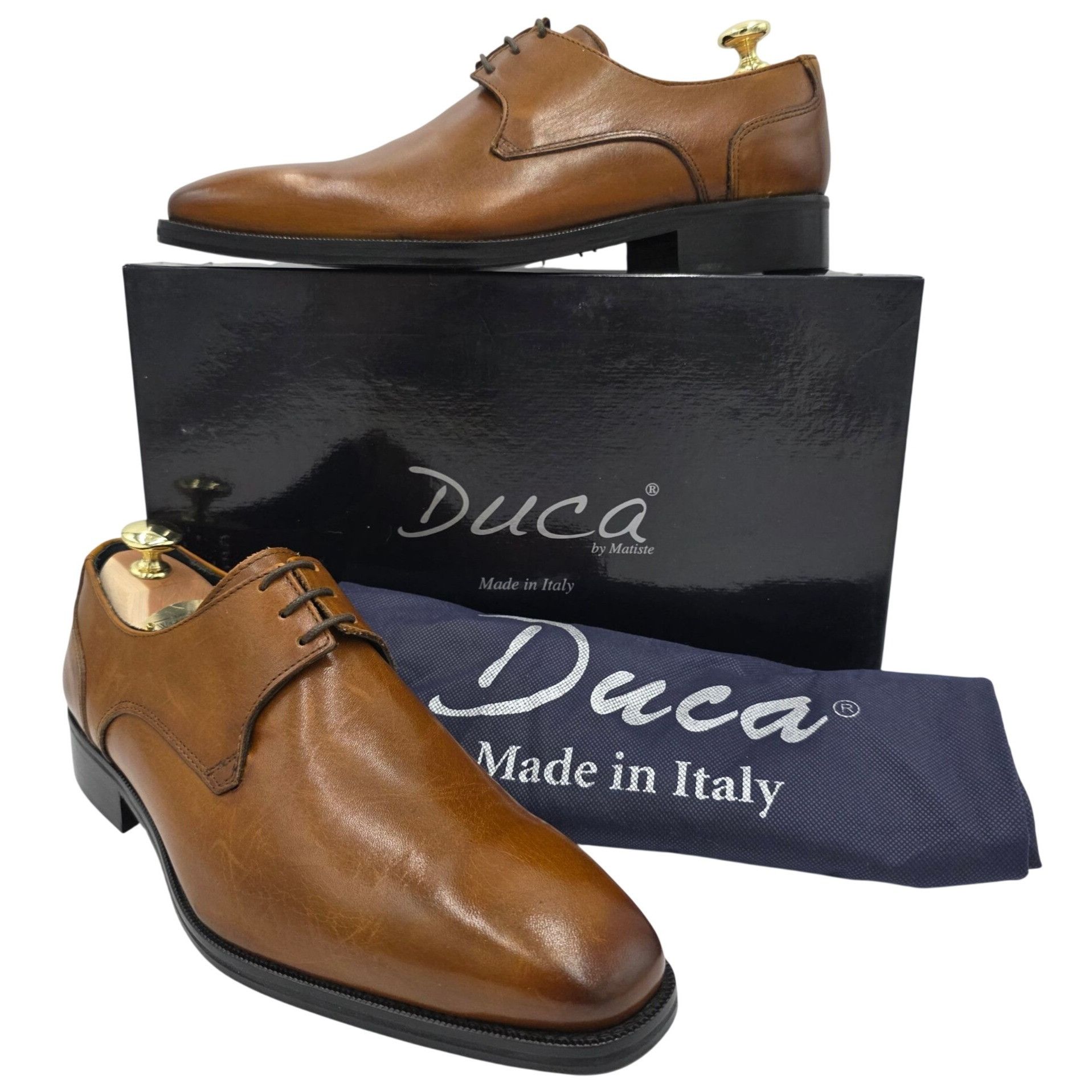 Other NEW Duca Italy Mens size 9 Burnished Brown Leather Plain-toe Size US 9 / EU 42 - 1 Thumbnail
