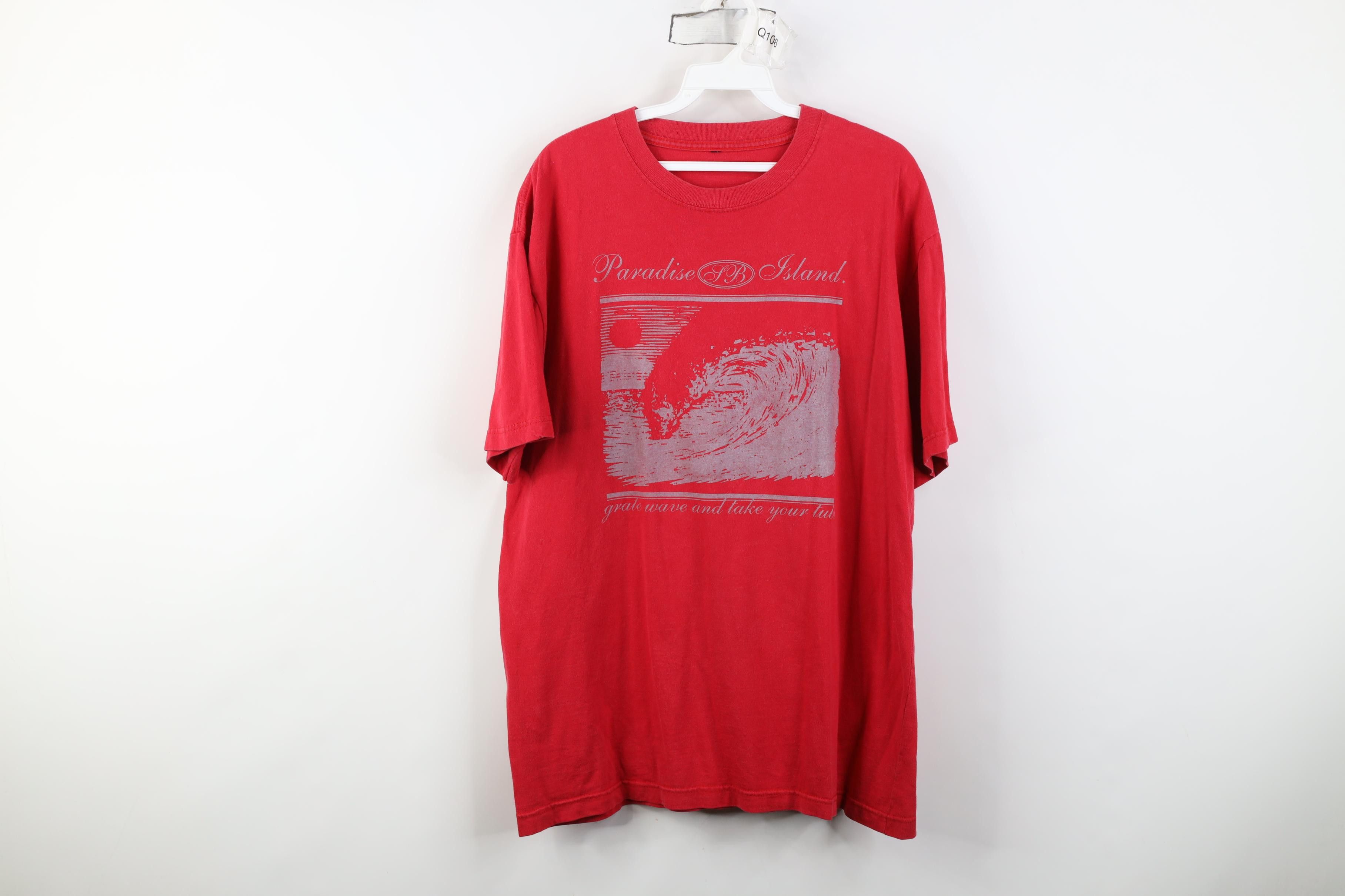 Vintage Vintage 90s Streetwear Paradise Island Wave Tubing T-Shirt Size US L / EU 52-54 / 3 - 1 Thumbnail