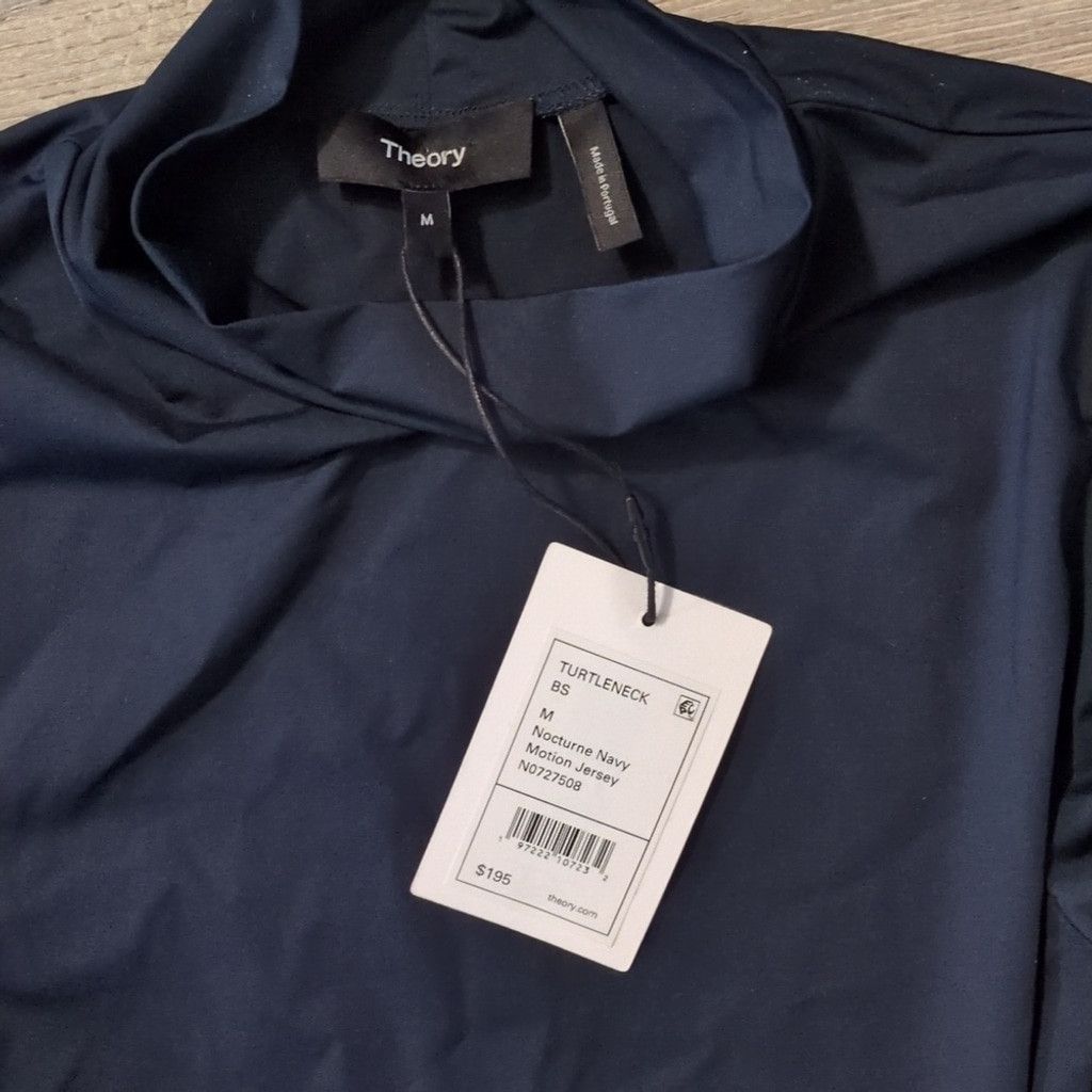 Theory Theory Nocturne Navy Motion Jersey Turtleneck Bodysuit Med. Size M / US 6-8 / IT 42-44 - 4 Thumbnail