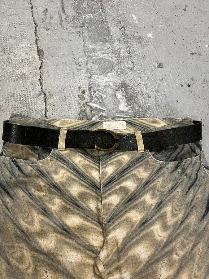 Just Cavalli 2000s Cavalli Black Cracked Leather Belt Size ONE SIZE - 2 Thumbnail