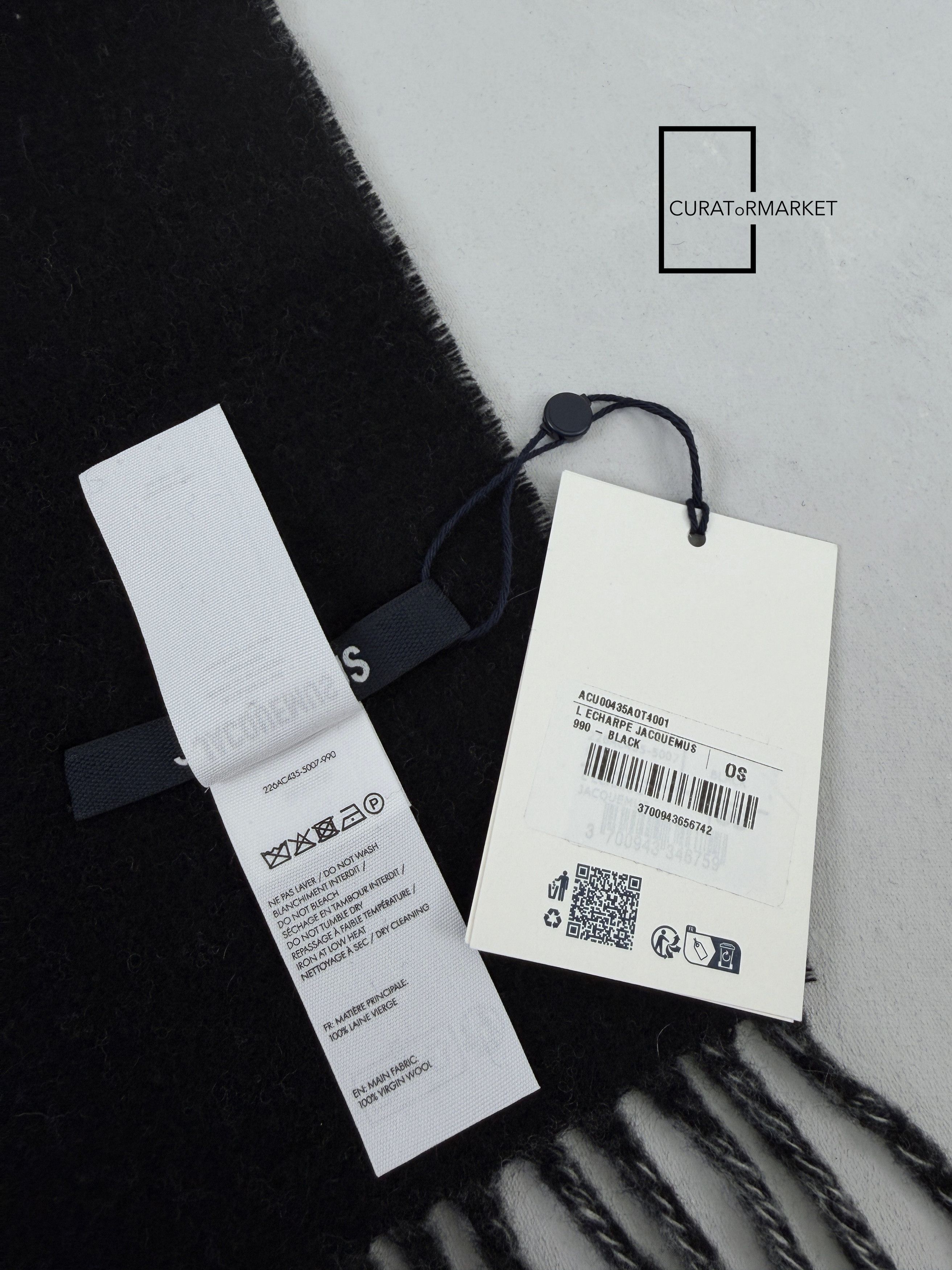 Jacquemus Contrast Iconic Logo Felted Wool Black Scarf FW25 Le Palmier Size ONE SIZE - 7 Thumbnail