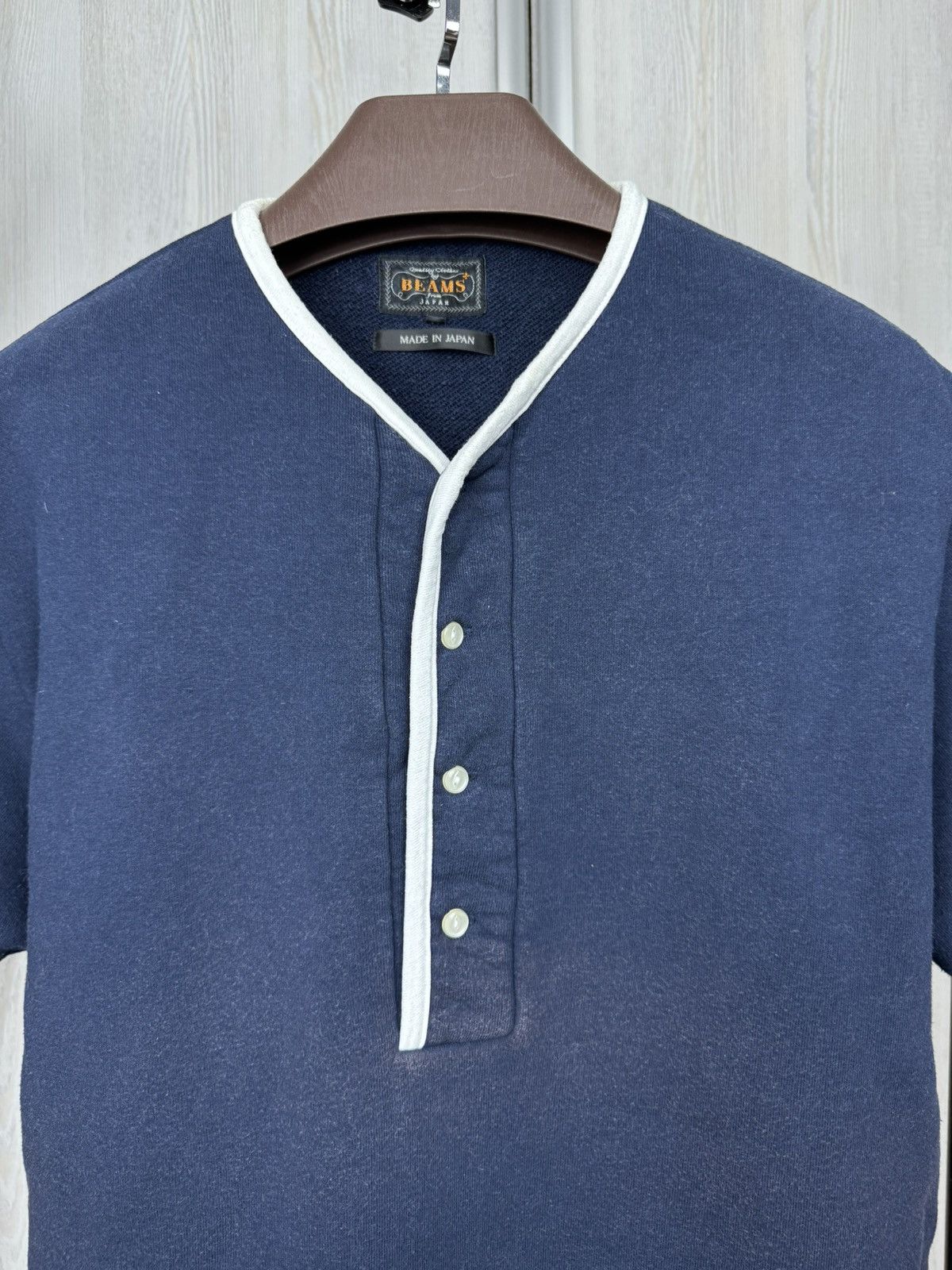 Beams Japan Beams made in Japan blue terry Henley faded tee shirt Size US M / EU 48-50 / 2 - 4 Thumbnail