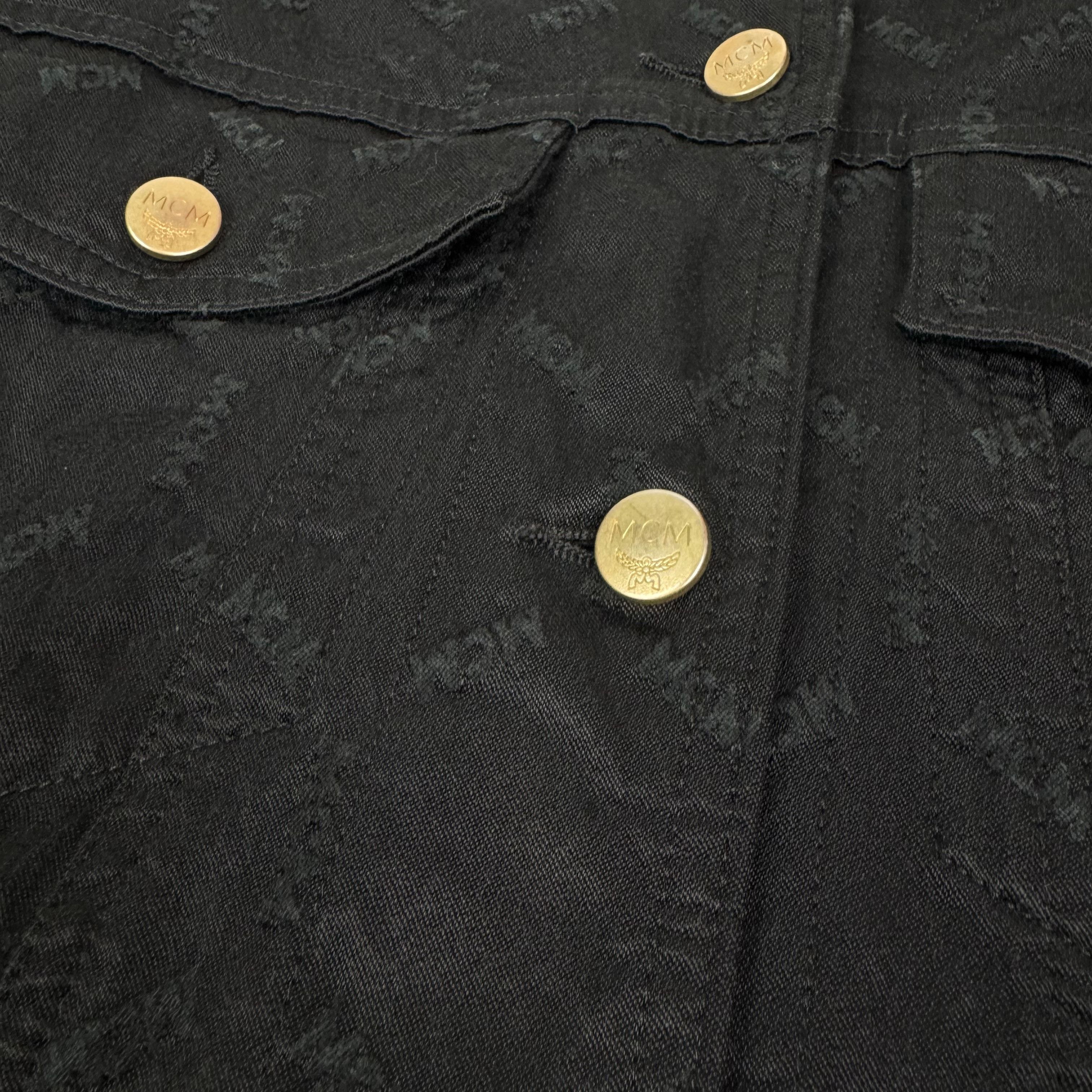 MCM Vintage MCM Men's Black Cotton Monogram Biker Moto Jacket 34 Size US M / EU 48-50 / 2 - 7 Thumbnail