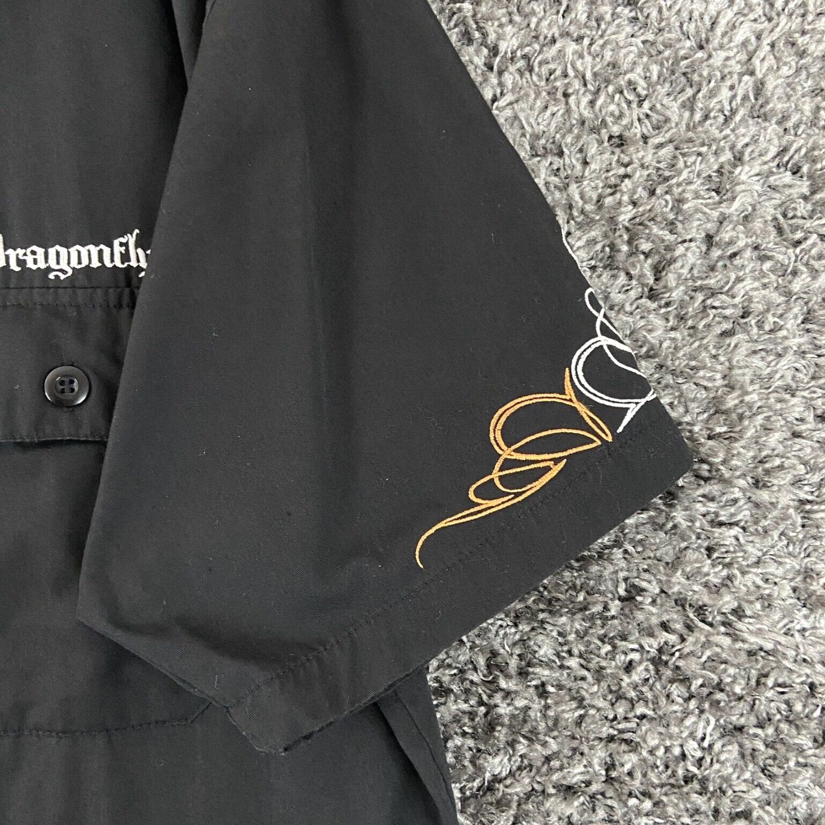 Vintage Dragonfly Roadhouse Biker Embroidery Shirt Men's Black Short Sleeve Button Up Size US M / EU 48-50 / 2 - 3 Thumbnail