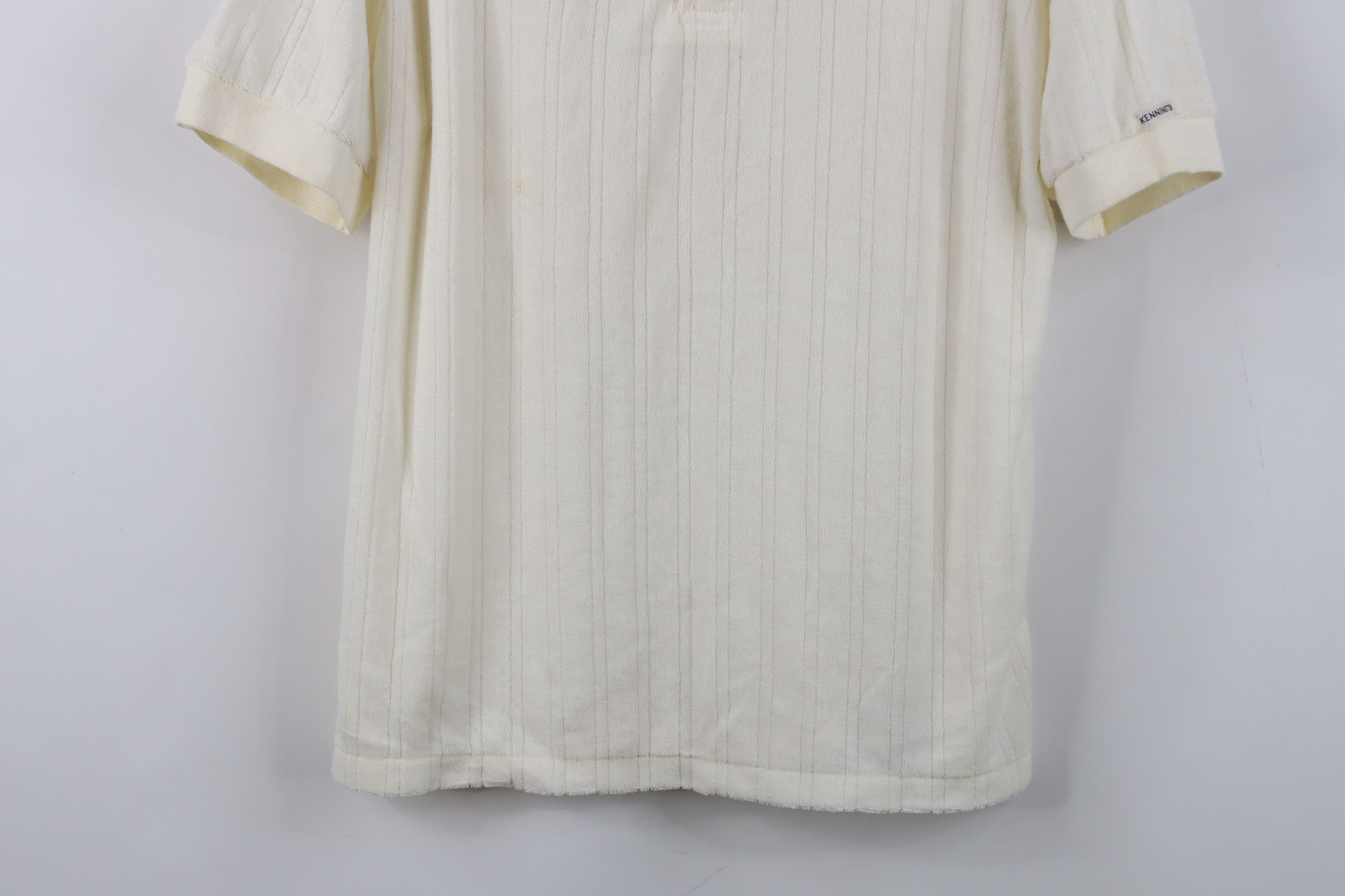 Vintage Vintage 70s Streetwear Terry Cloth Collared Polo Shirt Cream Size US L / EU 52-54 / 3 - 3 Thumbnail