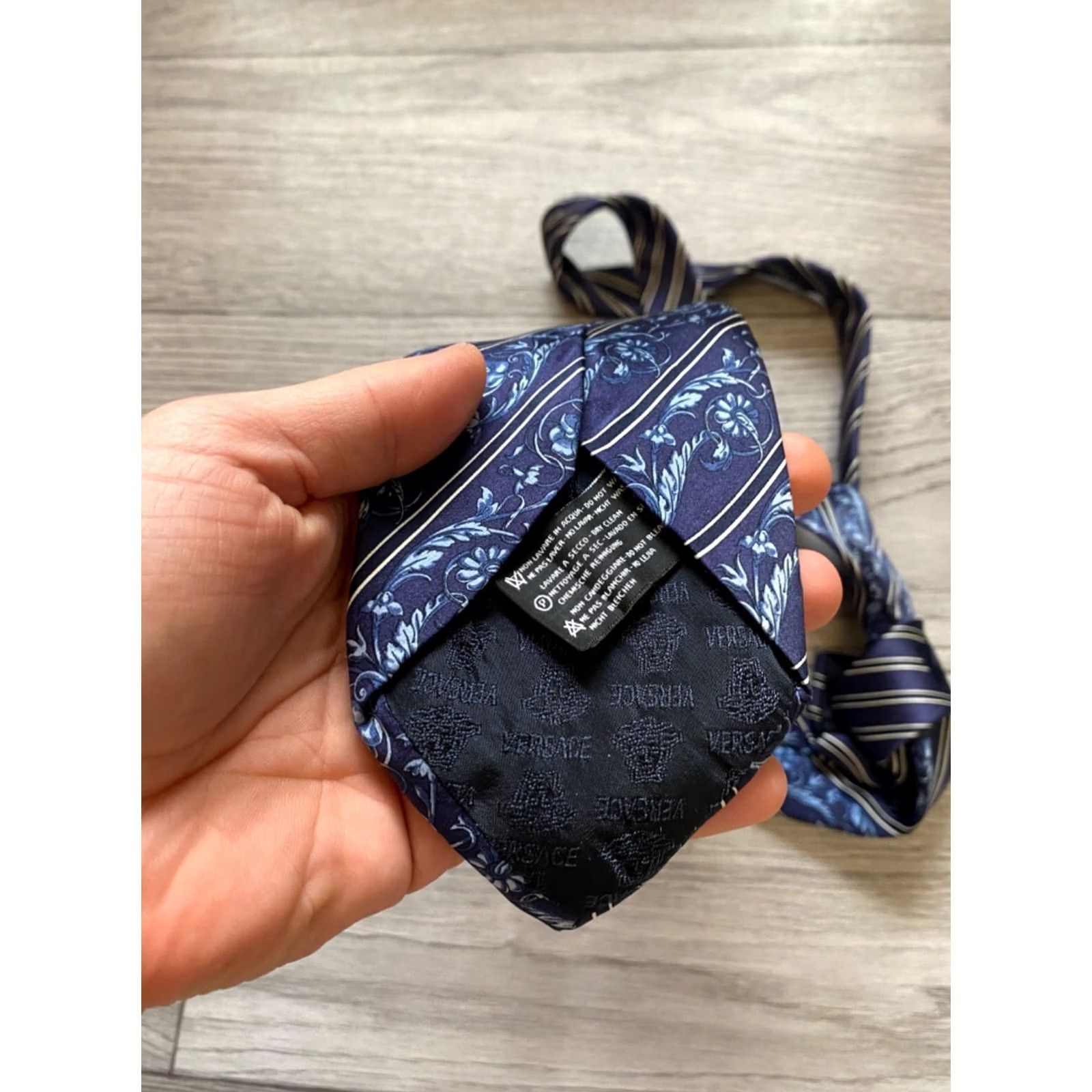 Versace Versace Silk Tie Made in Italy Blue Mens Size ONE SIZE - 2 Thumbnail