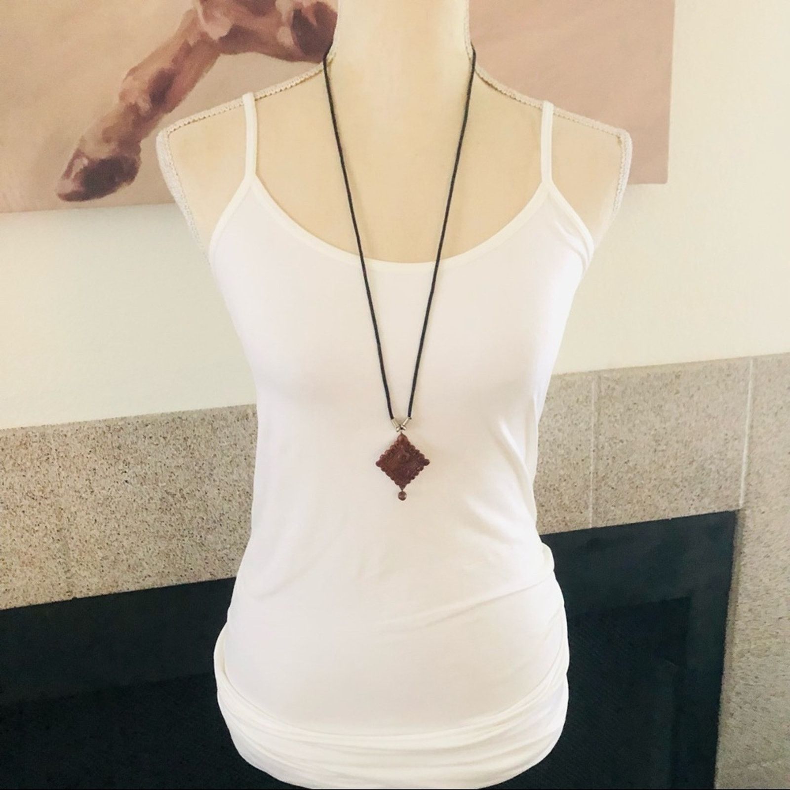 Jewelry Boho wood look medallion on braided cord necklace Size ONE SIZE - 3 Thumbnail