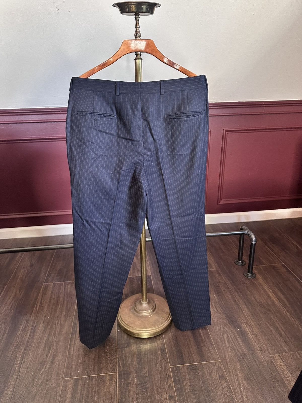 Lanvin Virgin wool navy pinstriped MiUSA mens 2pc suit Size 40S - 5 Thumbnail