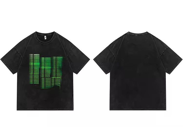Other Washed Streetwear Illusion Letter Hip Hop Cotton T Shirt Size US L / EU 52-54 / 3 - 7 Thumbnail