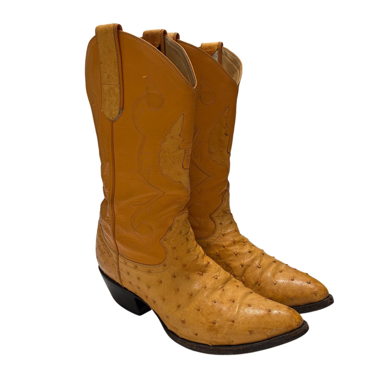 Leather Max Leather Yellow Genuine Ostrich Cowboy Boots 10 1/2 EE Size US 10.5 / EU 43-44 - 3 Thumbnail