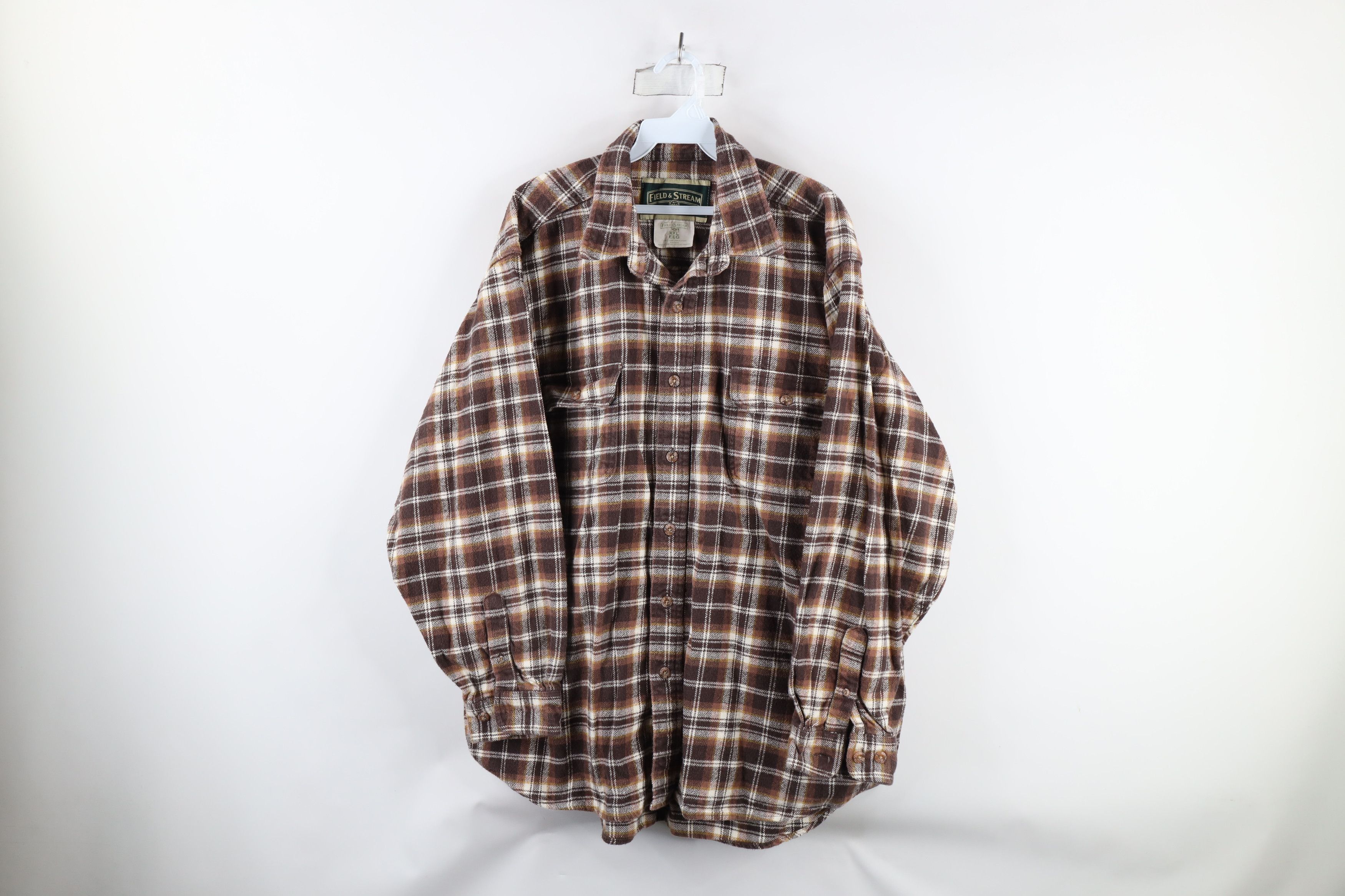 Vintage Vintage 90s Streetwear Heavyweight Button Shirt Brown Plaid Size US XXL / EU 58 / 5 - 1 Thumbnail