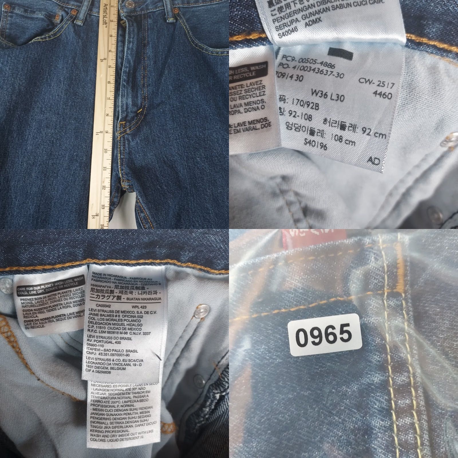 Levi's Levi's 505 Regular Fit Jeans 36x30 Denim Blue Mid Rise 5-Pocket Straight Men's Pants Size US 36 / EU 52 - 8 Thumbnail