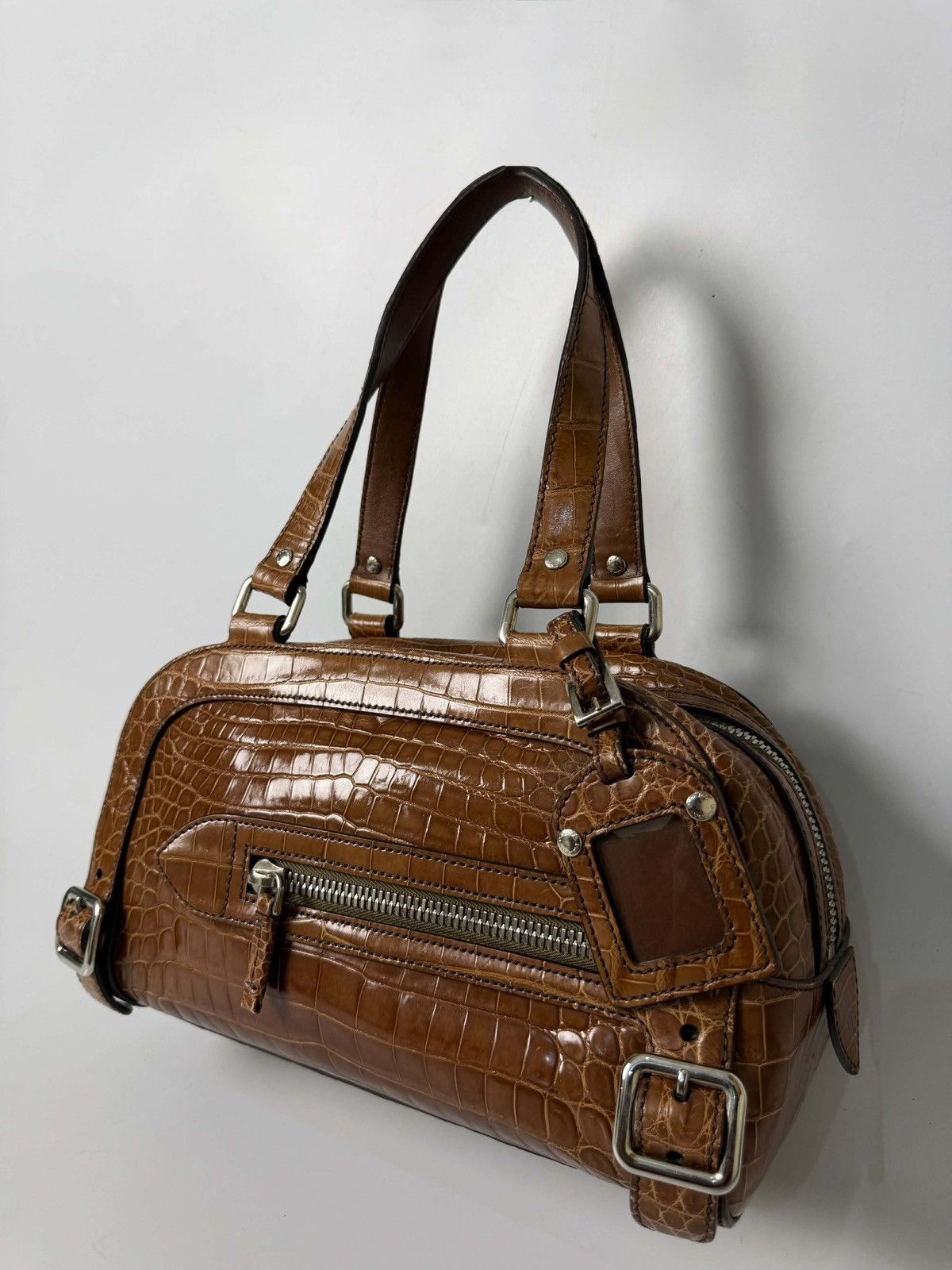 Prada Prada Brown Crocodile Bauletto Bag Size ONE SIZE - 5 Thumbnail