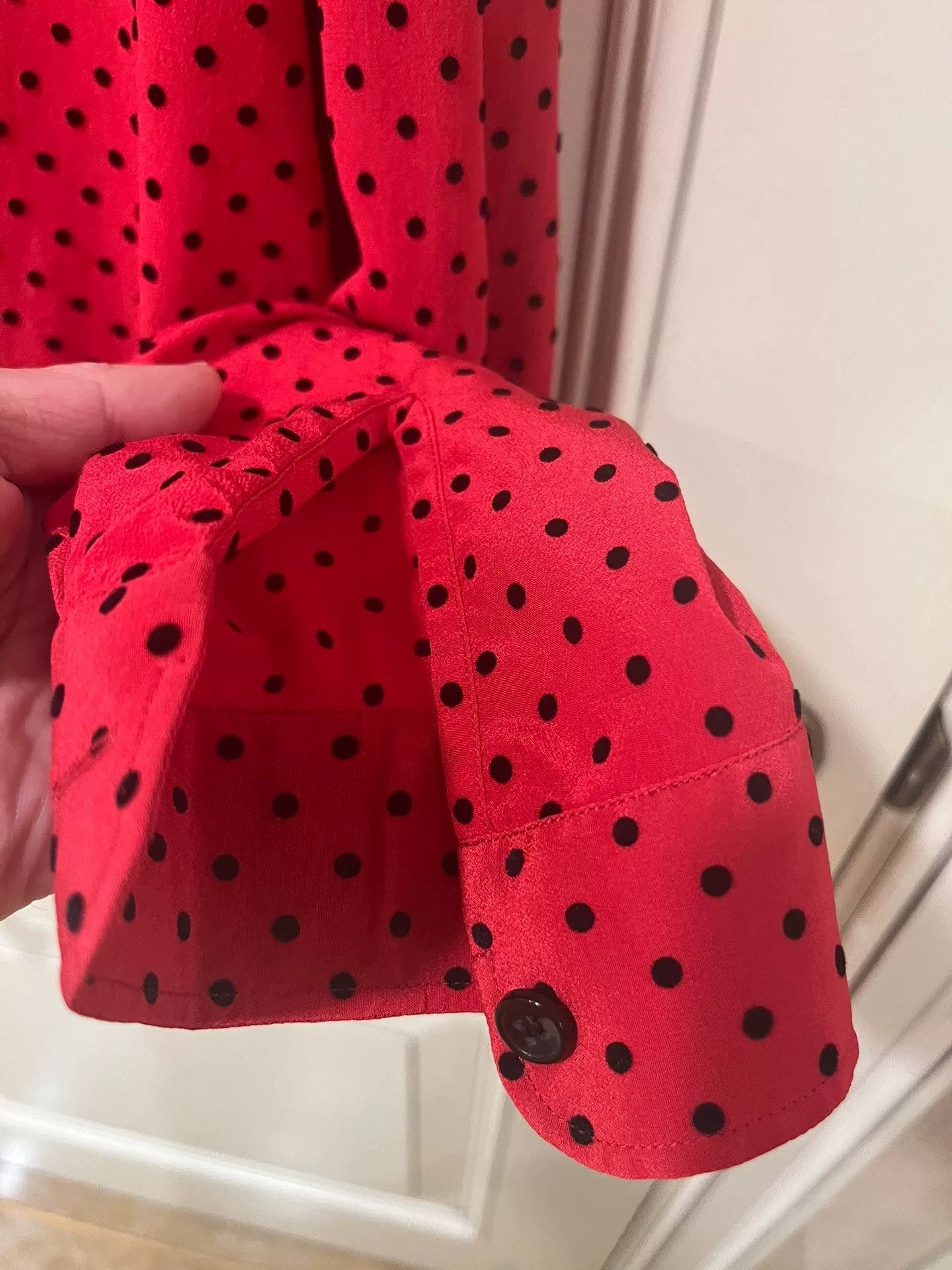 Saint Laurent Paris Saint Laurent Red Silk Polka Dot Shirt Size US XXS / EU 40 - 9 Thumbnail