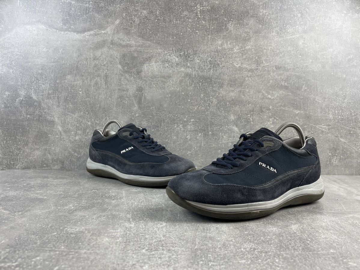 Prada × Vintage Prada Vintage Suede/Leather Navy Sneakers Shoes Size US 8.5 / EU 41-42 - 4 Thumbnail