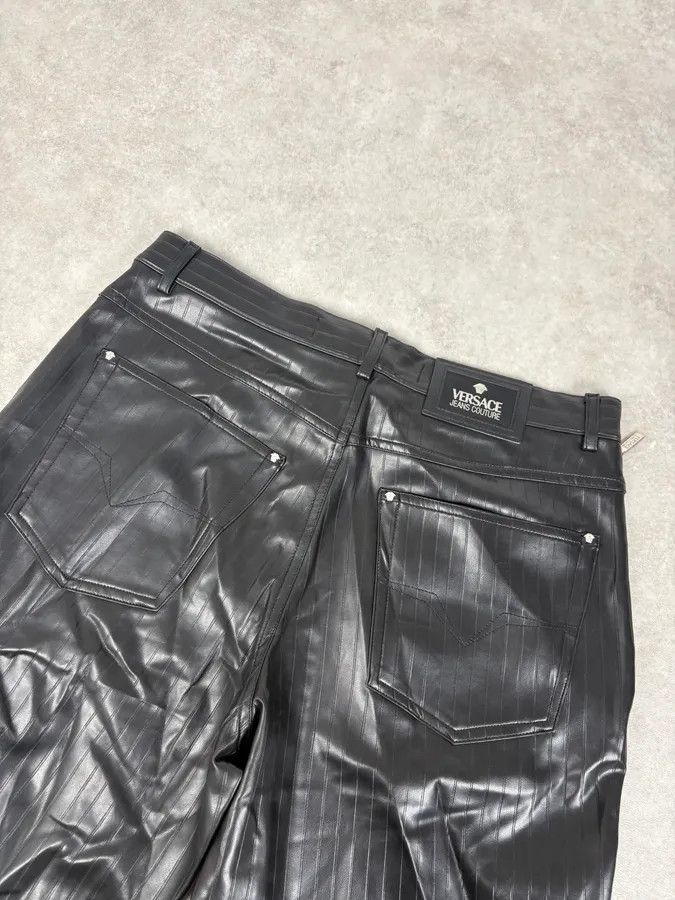 Versace 2000s Versace Black Lined Faux Leather Pants Size US 32 / EU 48 - 7 Thumbnail