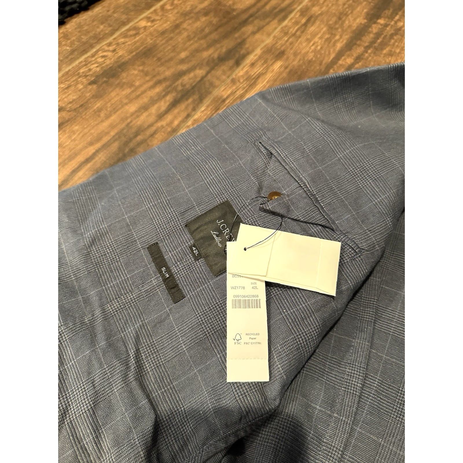 J.Crew NWT J.CREW Sport Coat Plaid Linen Blend Unlined 42L Blue Men's 42L Sports Coat Size US XS / EU 42 / 0 - 7 Thumbnail