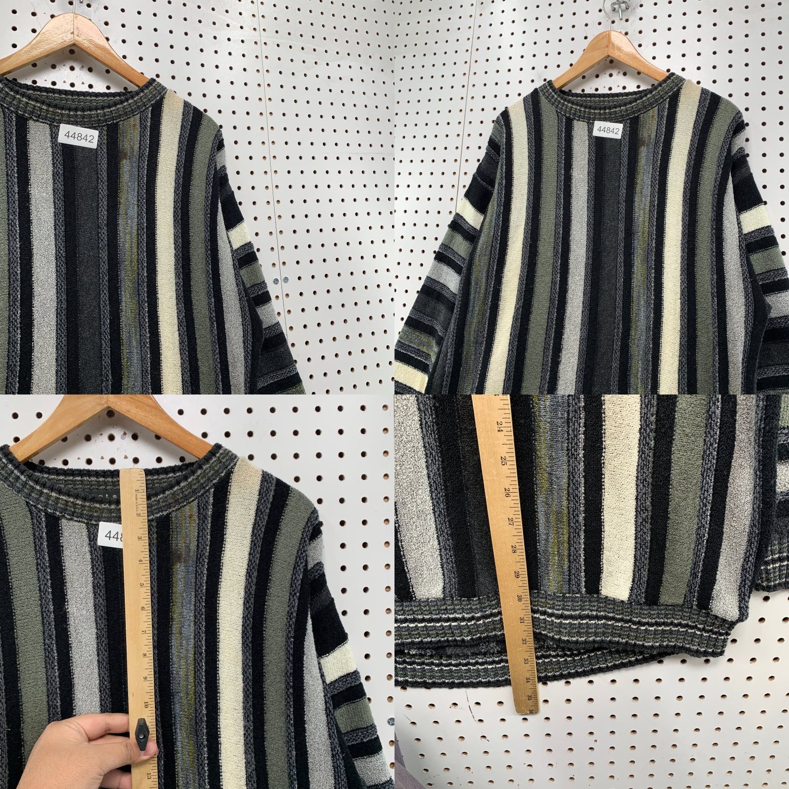 Vintage VINTAGE Protege Sweater Mens XL Tall Black White Striped 3D Knit Crew Neck Pullover 90s USA Size US XL / EU 56 / 4 - 8 Thumbnail