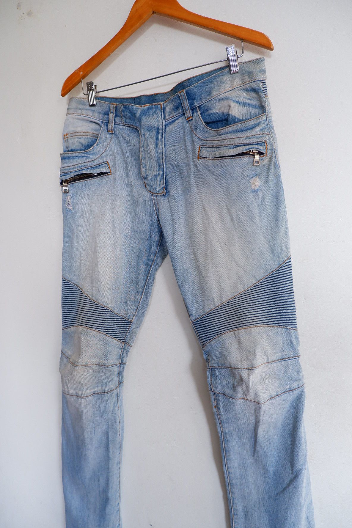 Balmain Balmain Decarnine SS2014 Distressed Biker Jeans Size US 34 / EU 50 - 3 Thumbnail