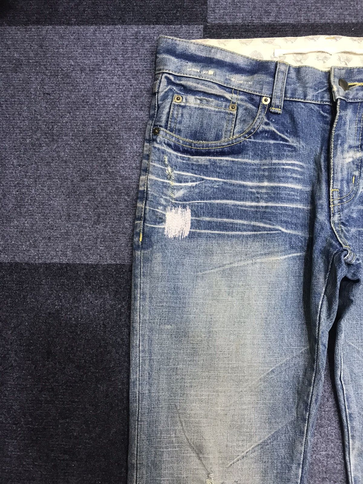 Japanese Brand 💥FLARE💥ARCHIVAL RICO STONE WASH DISTRESSED DENIM F132 Size US 32 / EU 48 - 4 Thumbnail