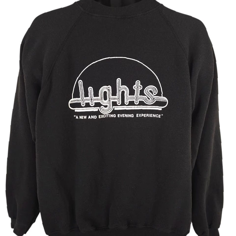 Hanes VINTAGE Hanes Sweatshirt Mens Size Large Black 80s Guam Lights Nightlife USA Shirt Size US L / EU 52-54 / 3 - 4 Thumbnail
