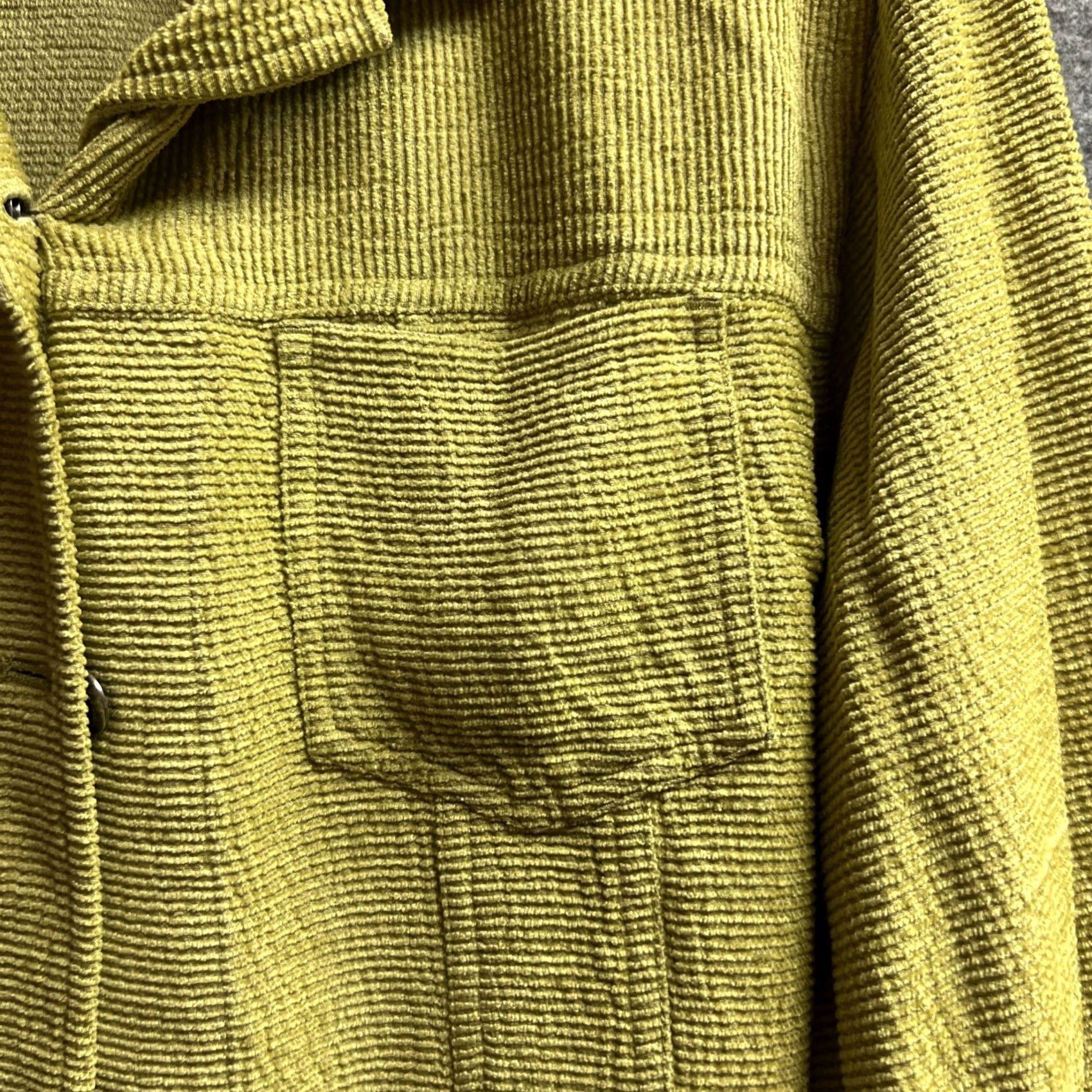 Vintage Chico's Shirt Jacket Womens Size 1 Lime Green Silk Blend Textured Collared Pockets Button Size XS / US 0-2 / IT 36-38 - 4 Thumbnail
