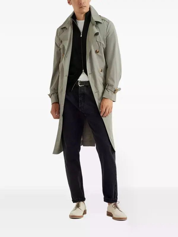 Brunello Cucinelli o1y0526 Trench Coat in Sage Green Size US M / EU 48-50 / 2 - 5 Thumbnail