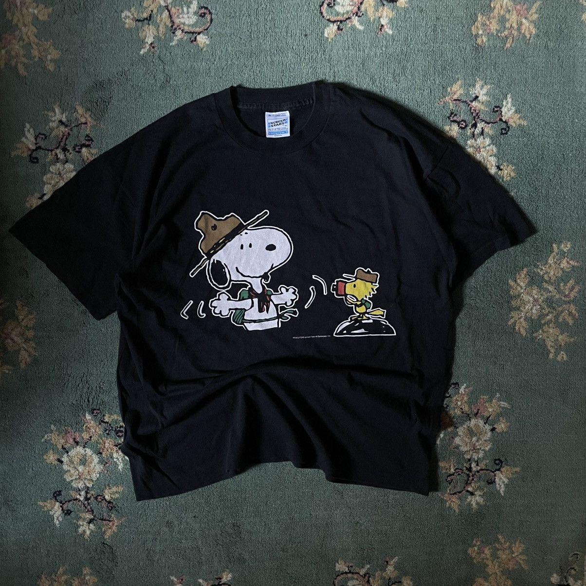 Peanuts Rare Snoopy PEANUTS 90s BLACK Single Stitch Size US XL / EU 56 / 4 - 1 Thumbnail