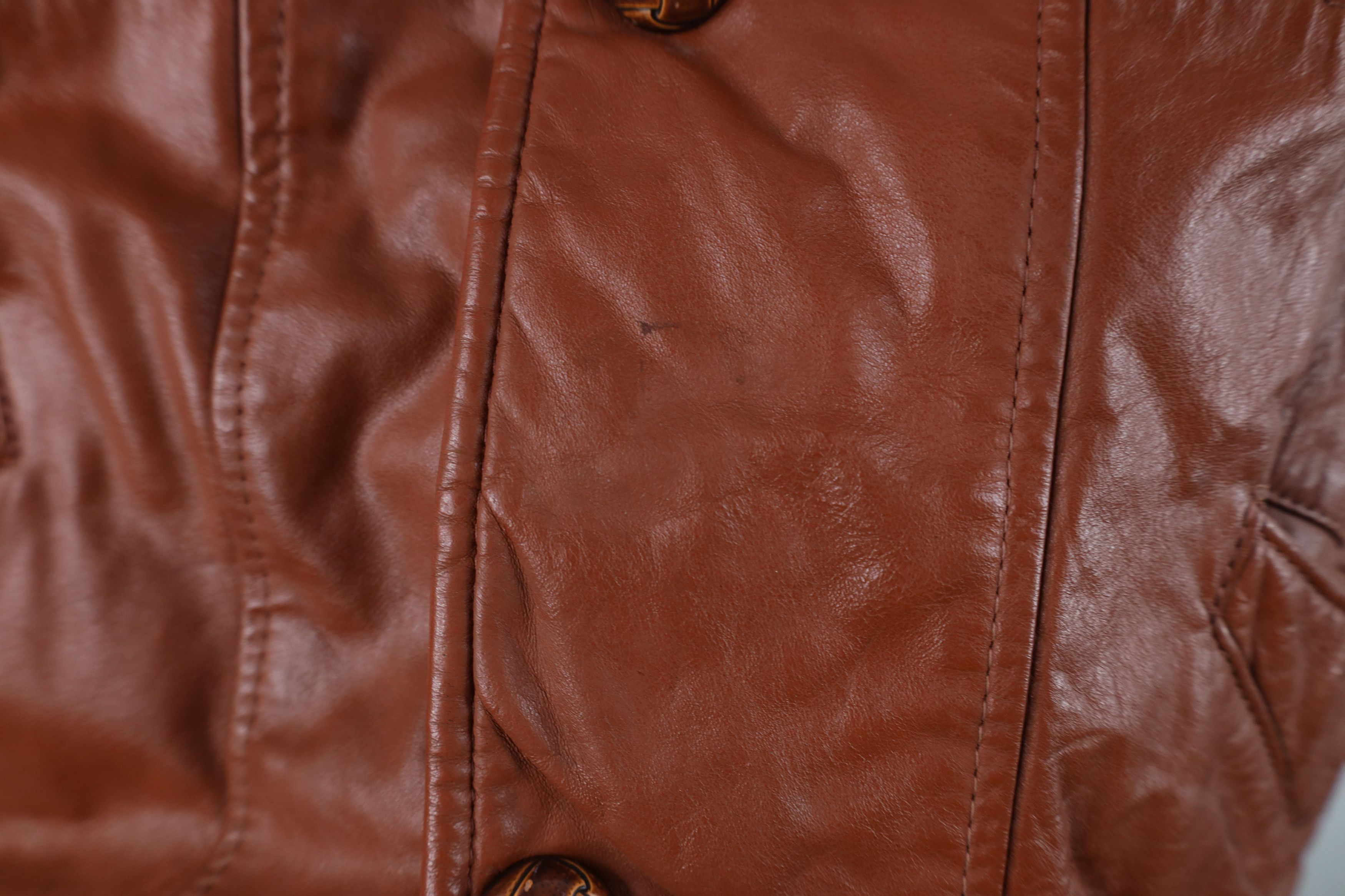 Vintage Vintage 70s Streetwear Lined Leather Button Jacket Brown USA Size US XL / EU 56 / 4 - 5 Thumbnail