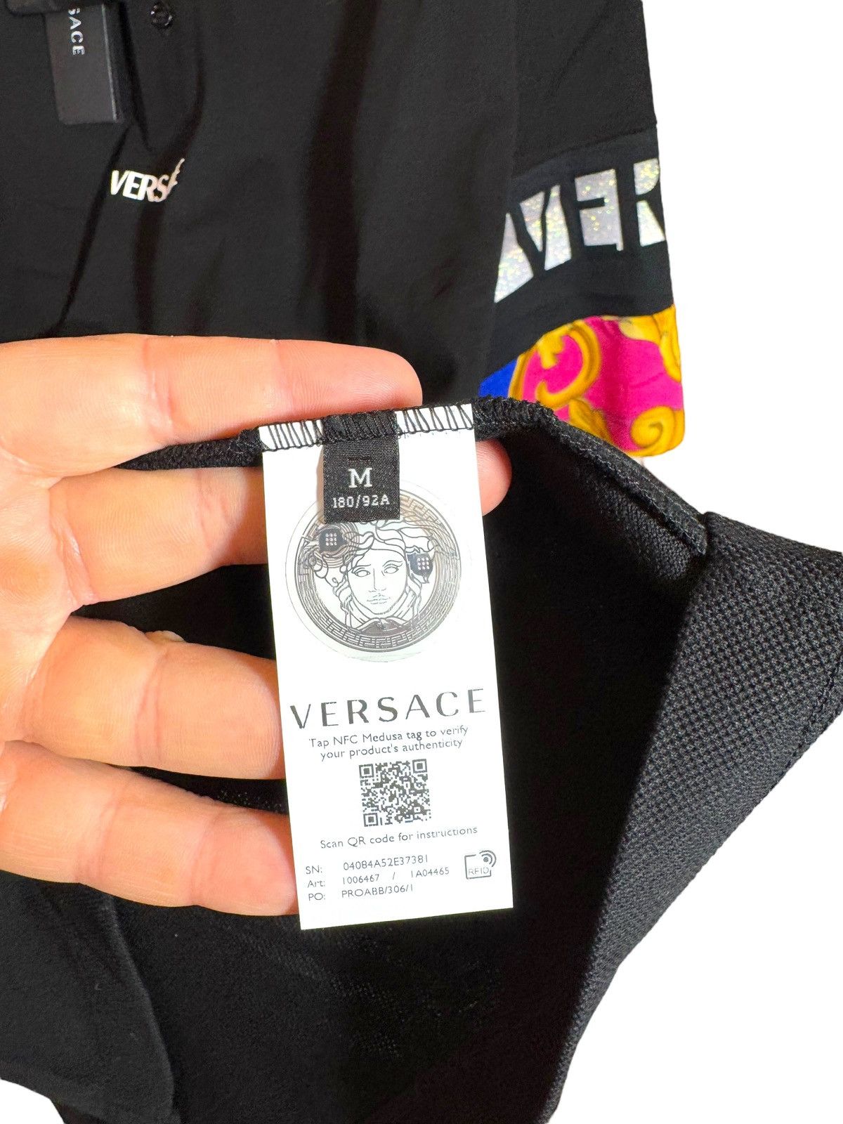 Versace Versace Black Polo Baroque Logo Sleeves Size M Italy Size US M / EU 48-50 / 2 - 9 Thumbnail