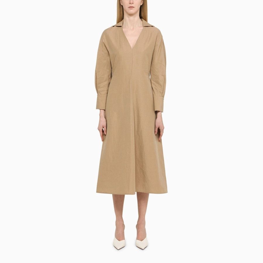 Vince o1d2blof1124 Cotton Chemisier Maxi Dress in Beige Size S / US 4 / IT 40 - 1 Thumbnail