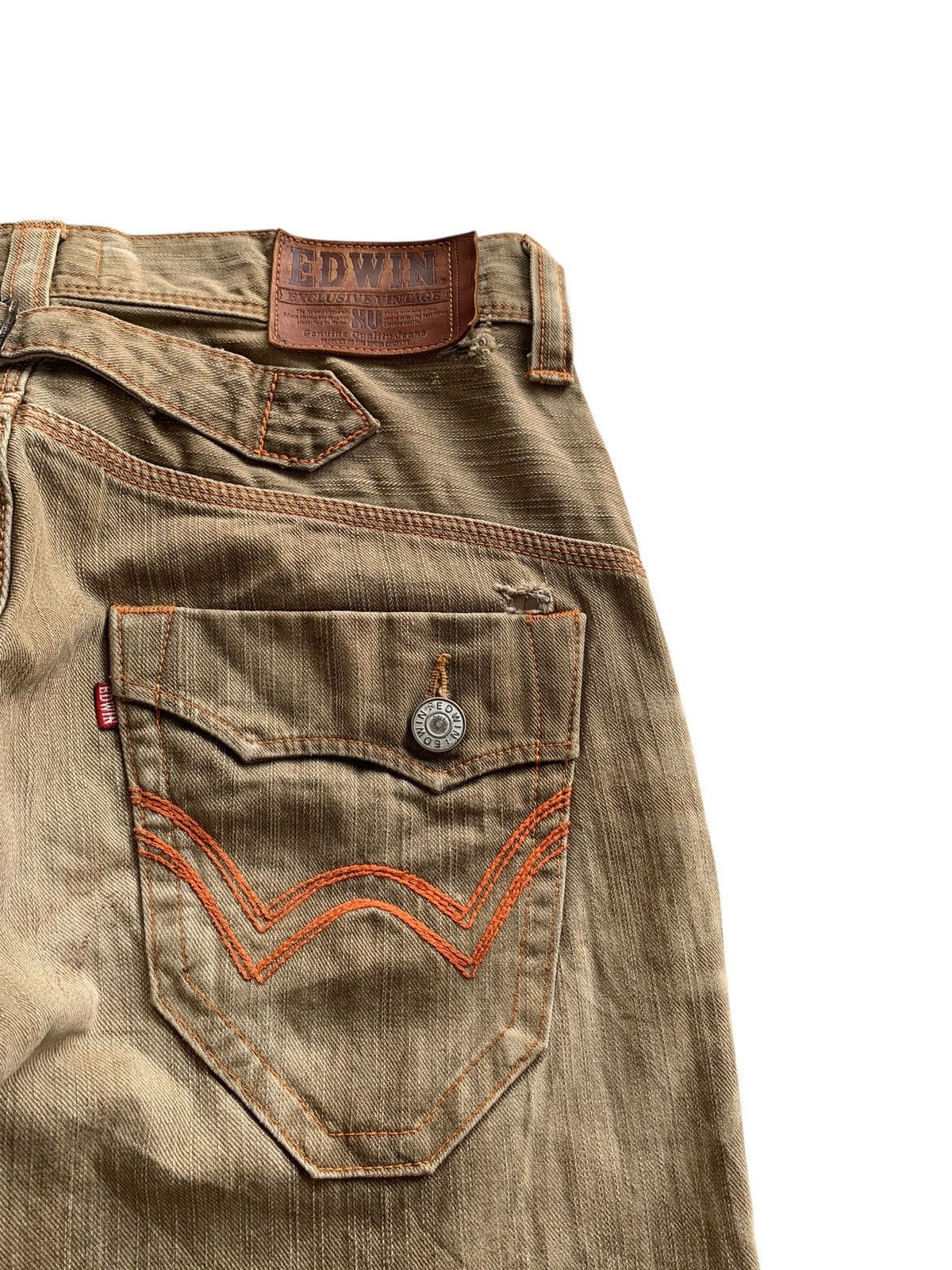 Edwin FLARE EDWIN XV BUCKLE BACK RUSTY JAPANESE DISTRESSED DENIM Size US 33 - 10 Thumbnail