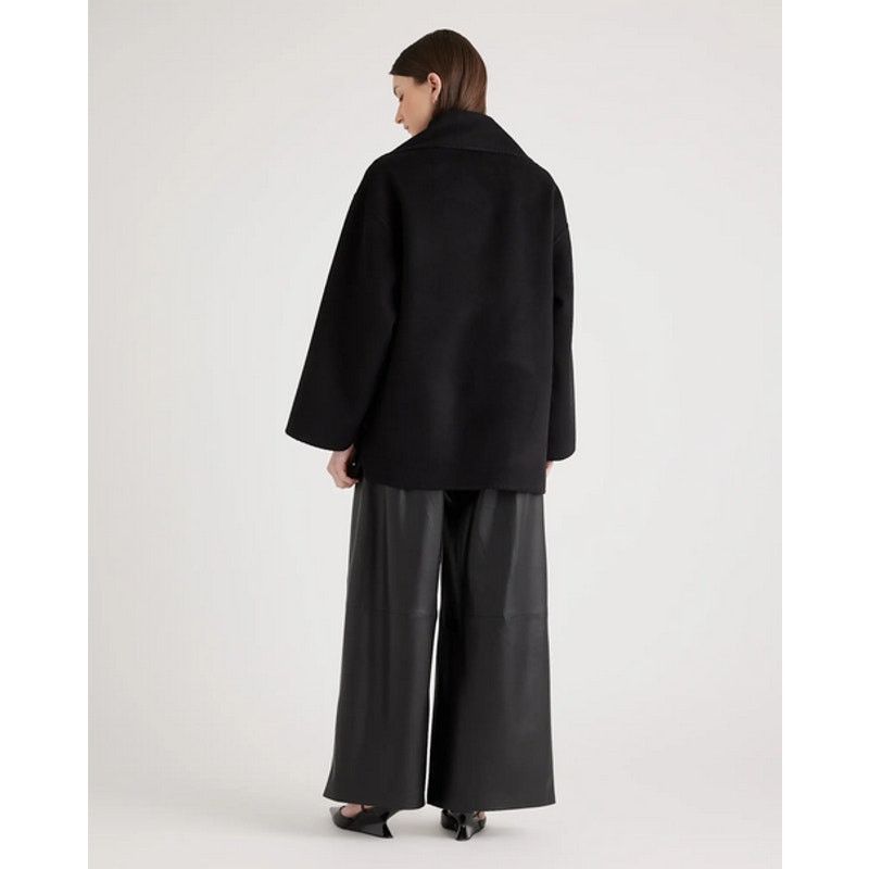 Quince Quince Double-Faced Merino Wool Scarf Coat Black Large NWT Size L / US 10 / IT 46 - 4 Thumbnail