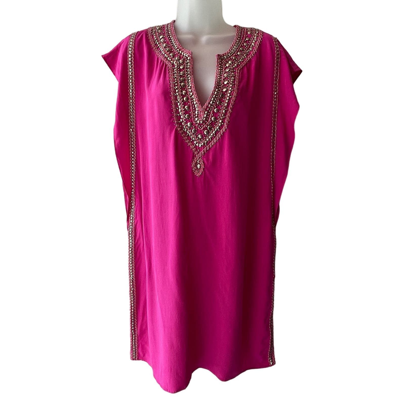 image of Unlisted Calypso St Barth Embroidered Silk Tunic Dress Size Xs NWT in Pink, Women's