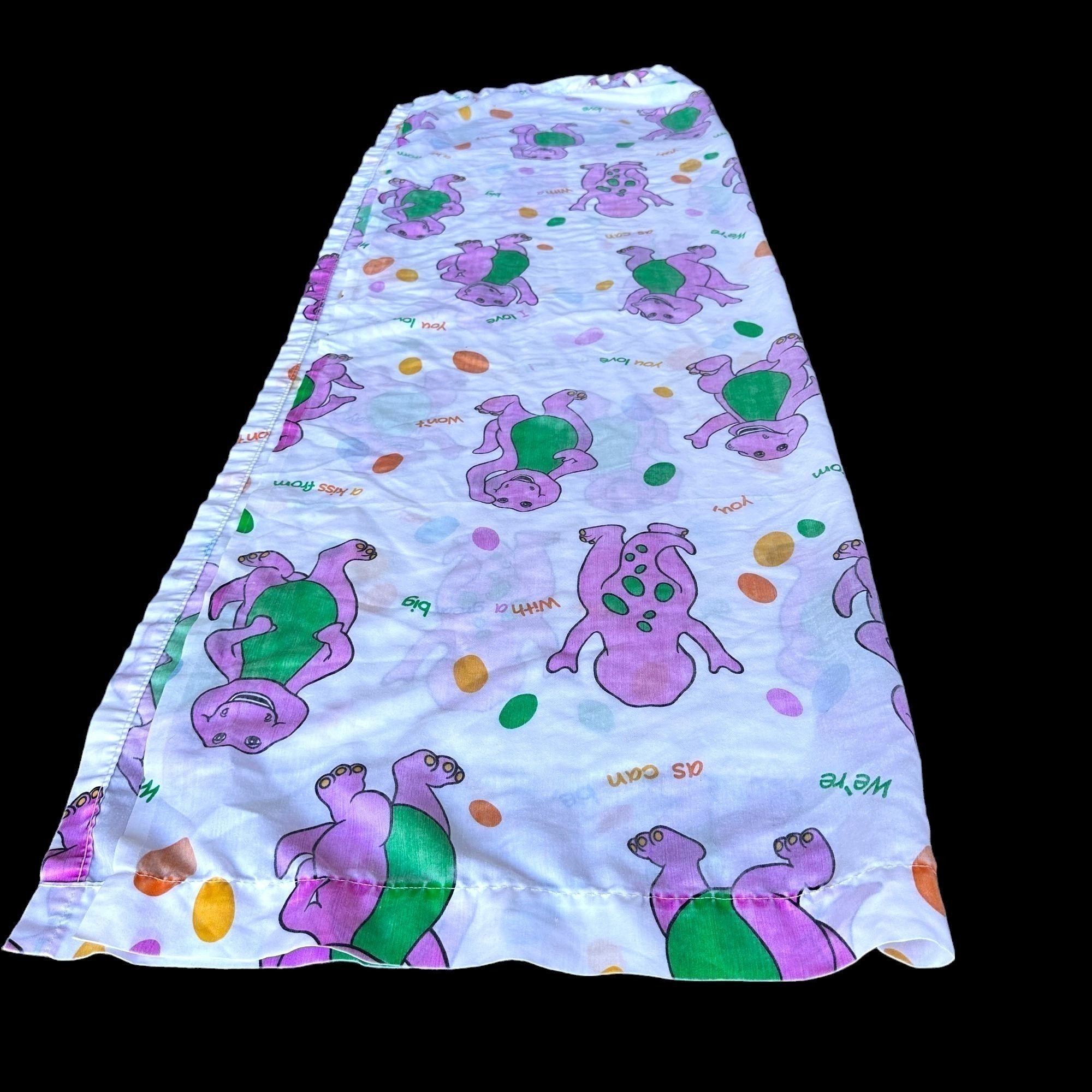 Vintage Vtg 90's Barney Twin Flat Sheet USA Bibb Co 65" L X 42" W Pu Size ONE SIZE - 6 Thumbnail