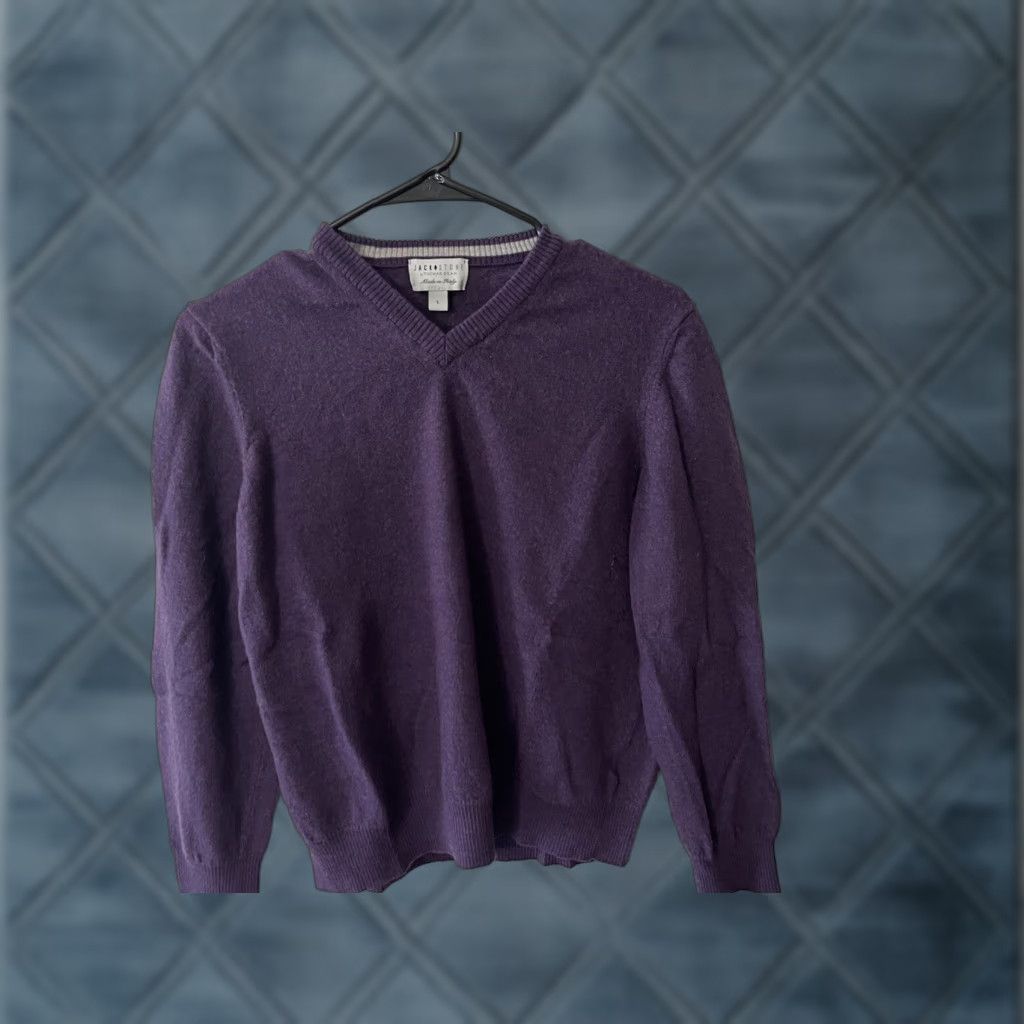 Vintage VINTAGE Thomas Dean & Co. Sweater Shirt Mens L Purple Merino Wool V-Neck Italy - 90s, Knit, Pullover, Regular Fit, Cold Weather Mens Size US L / EU 52-54 / 3 - 1 Thumbnail