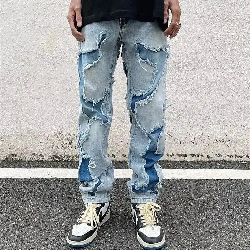 Japanese Brand Grunge Clothes Y2K Streetwear Hole Ripped Stacked Jeans Size US 32 / EU 48 - 1 Thumbnail
