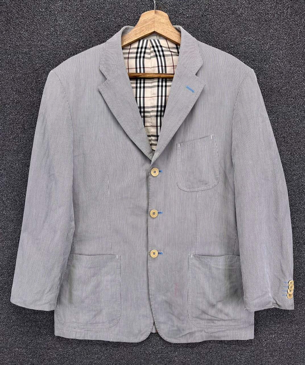 Burberry Vintage 90s Burberry Black Label Hickory Striped Coat Jacket Size US L / EU 52-54 / 3 - 1 Thumbnail