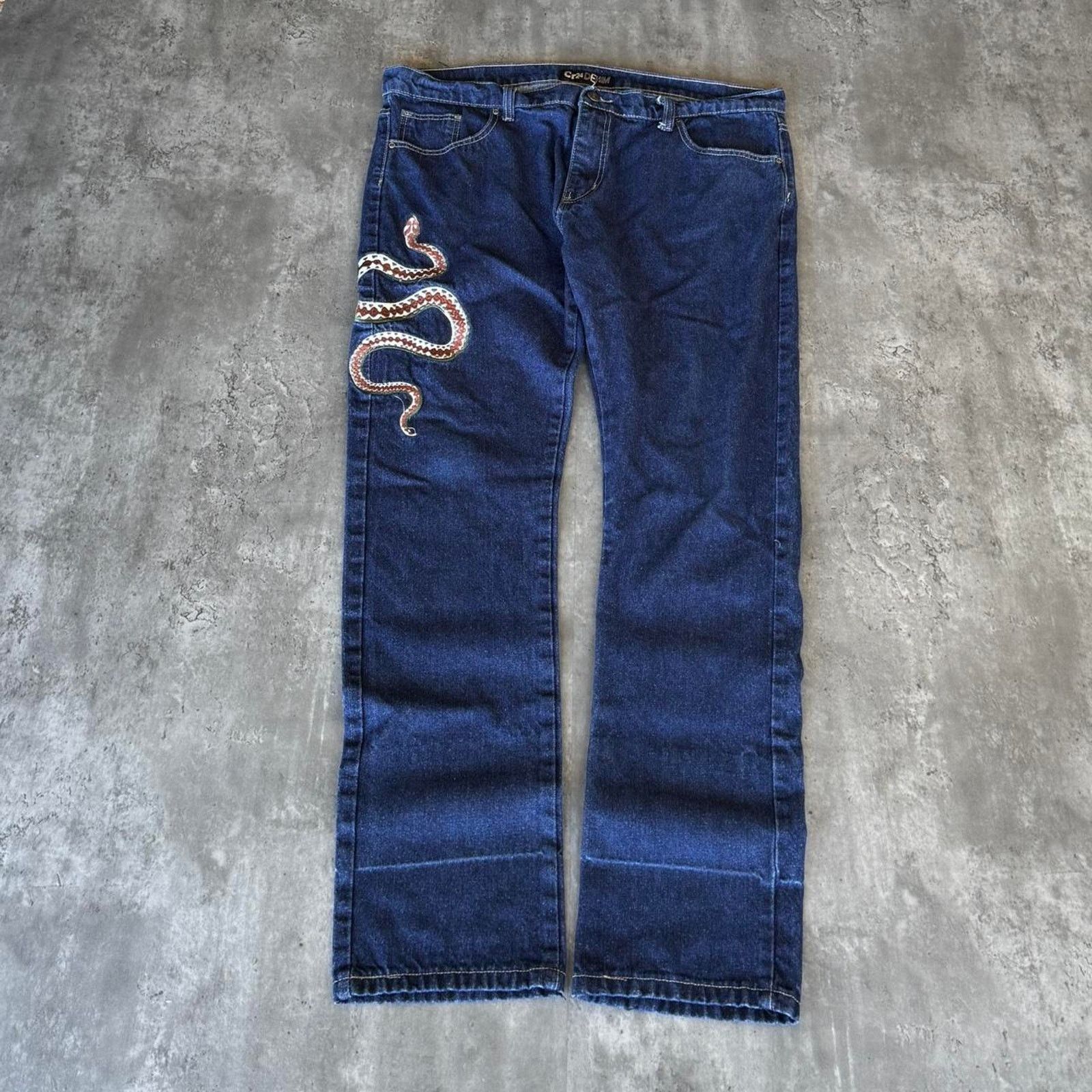 Japanese Brand × Vintage Cr24 Embroidered Snake Streetwear Denim Jeans Size US 42 / EU 58 - 1 Thumbnail