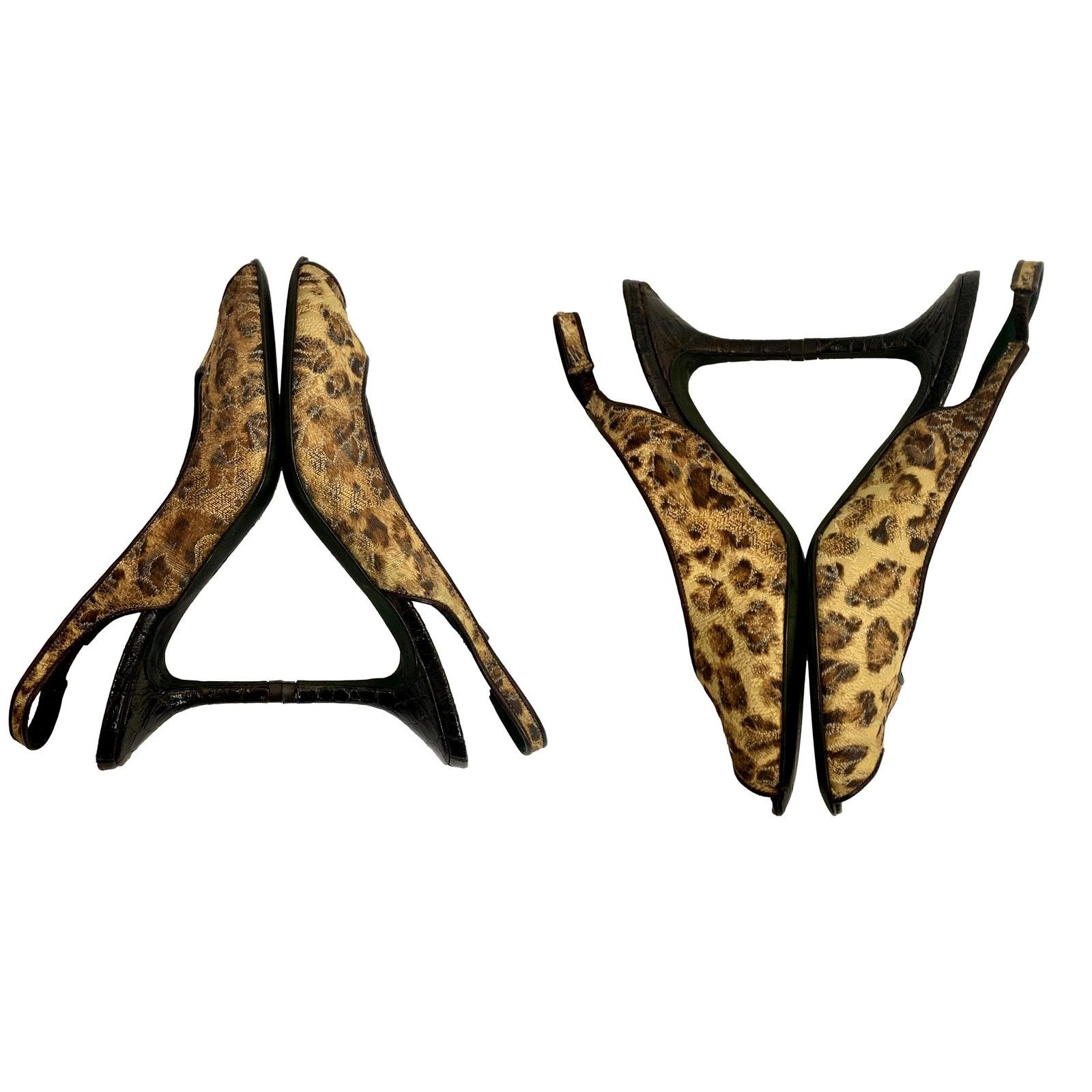 Donald Pliner × Vintage 90s Donald Pliner Leopard Print Slingback Heels Peep Toe 7.5 Size US 7.5 / IT 37.5 - 7 Thumbnail