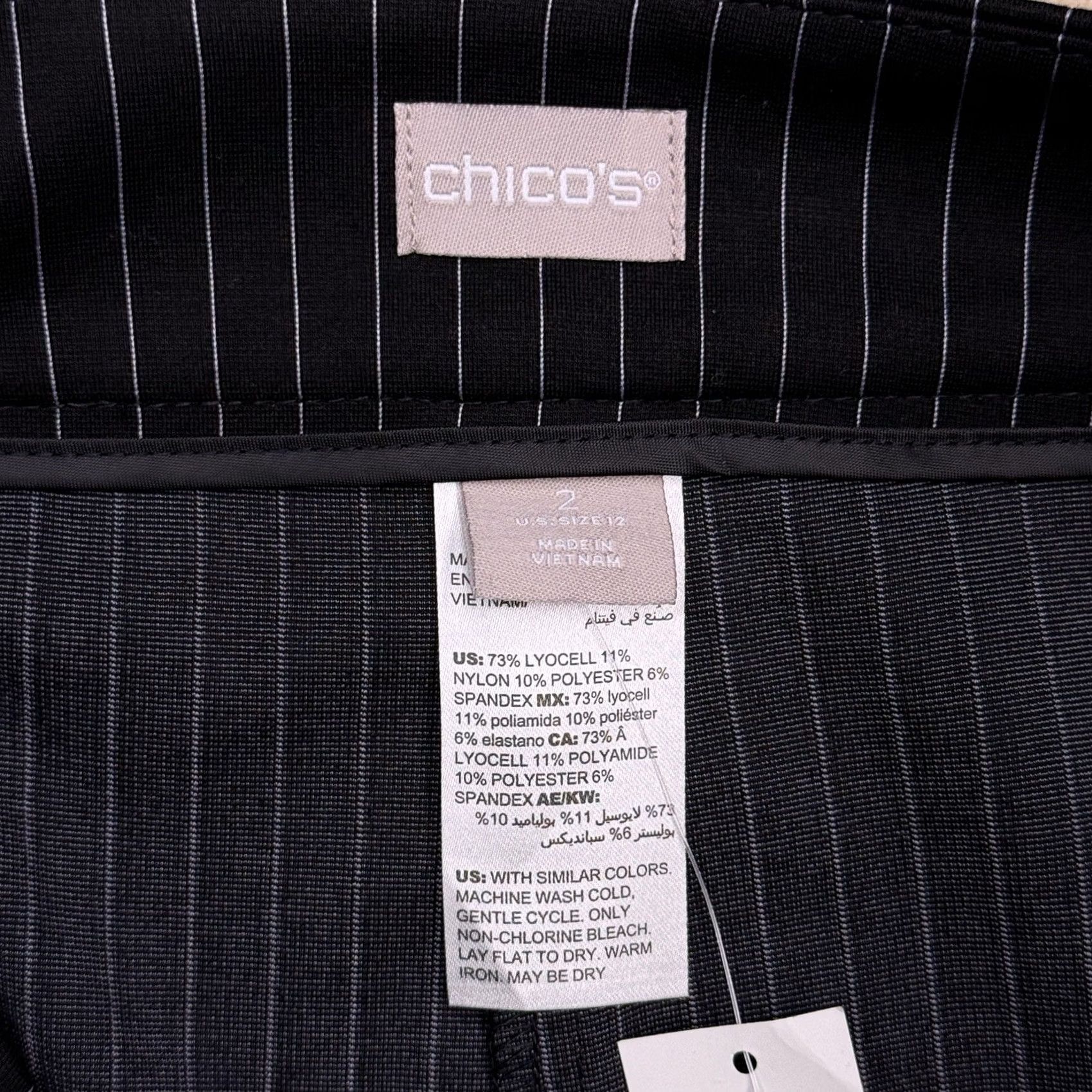 Vintage Chico's Slim Leg Pants Womens 2 Black Striped Stretch New Shirt Pants? Size 26" / US 2 / IT 38 - 6 Thumbnail