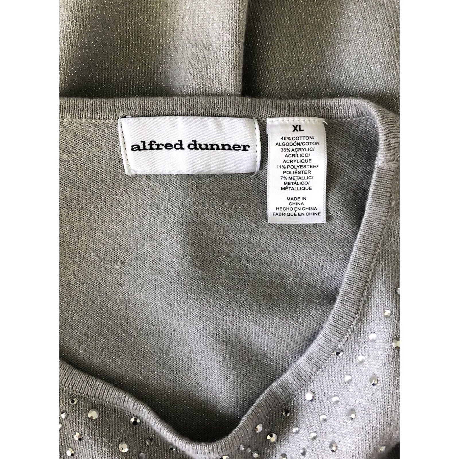 Vintage Alfred Dunner sweater XL gray glitter long sleeve Mens none Size XL / US 12-14 / IT 48-50 - 4 Thumbnail